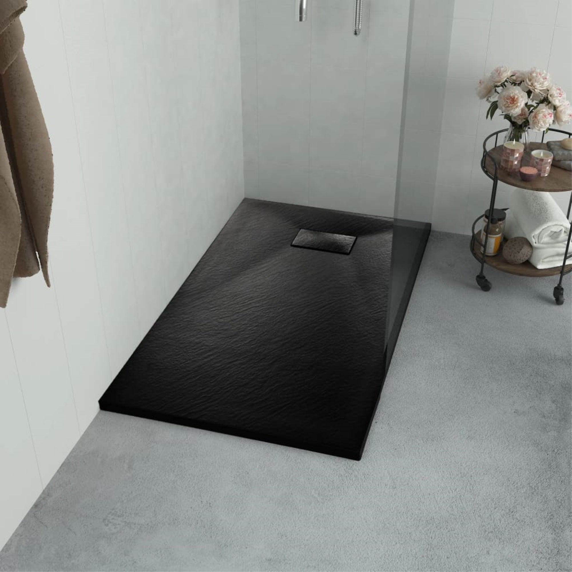 Vidaxl Shower Base Tray Smc Black 39.4'X27.6'
