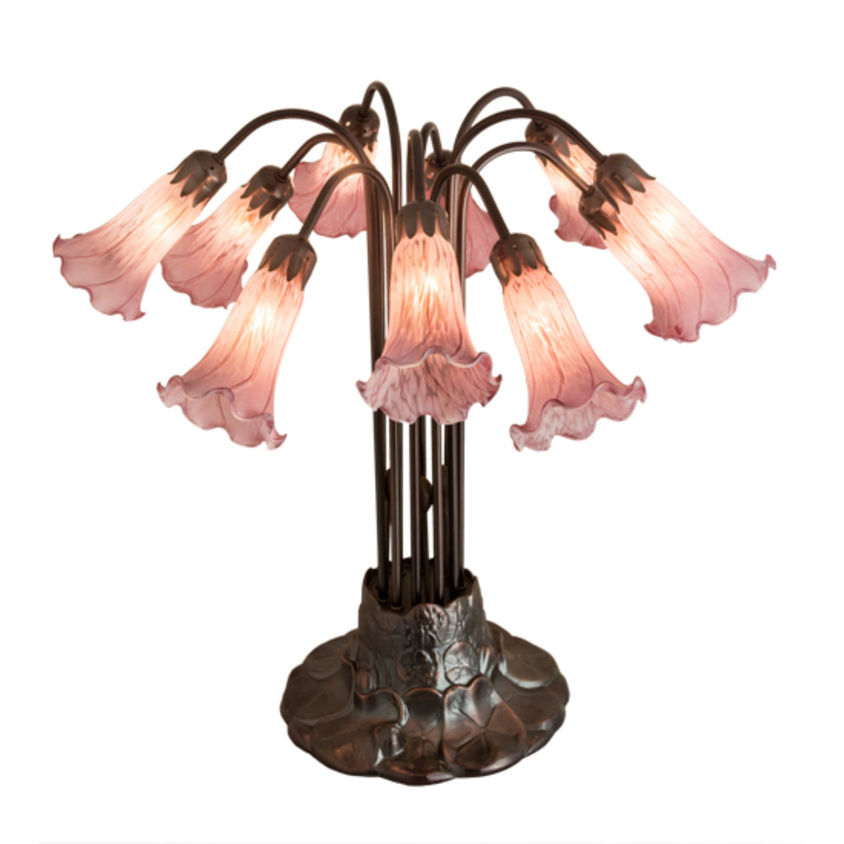 22'H Cranberry Pond Lily 10 Lt Table Lamp