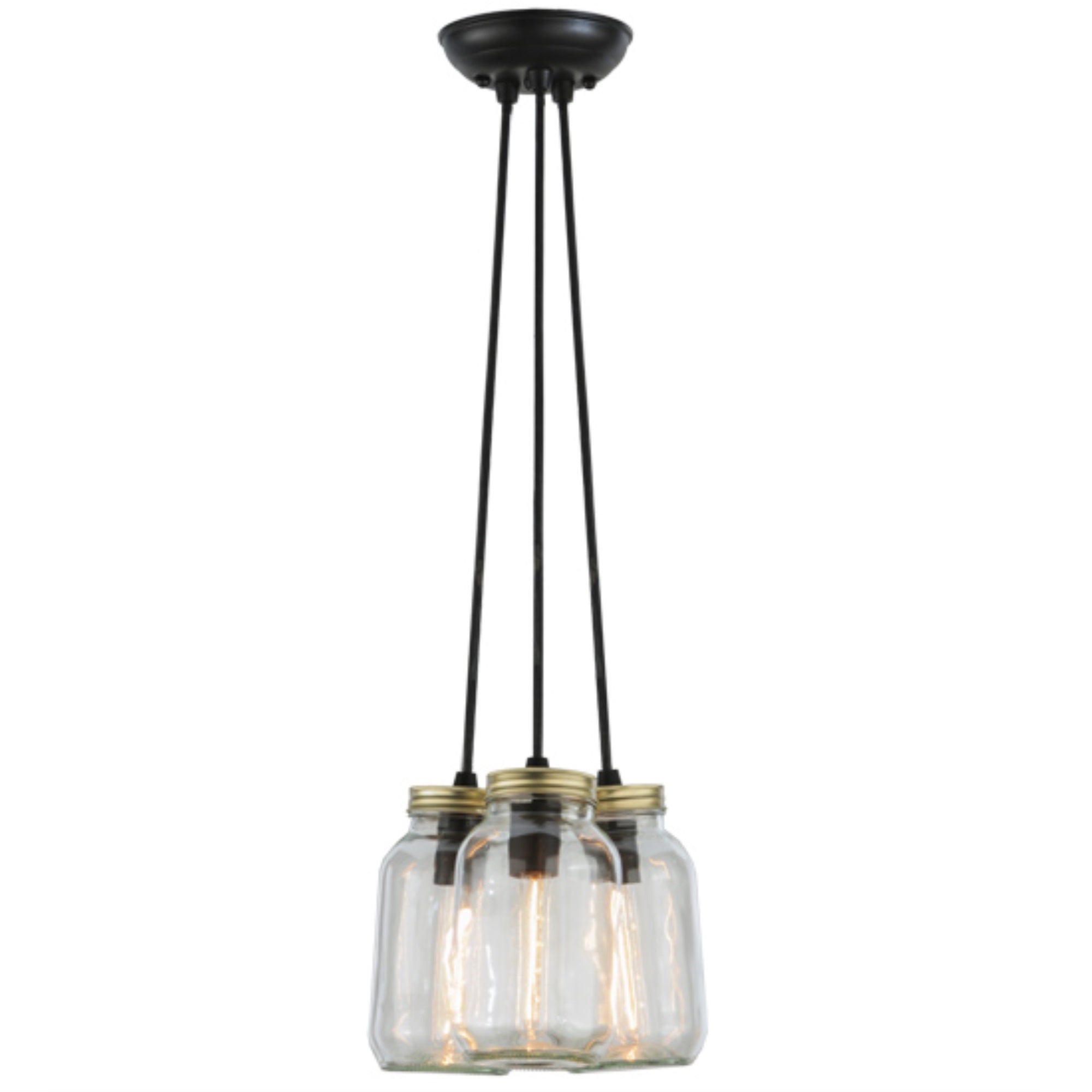 9'W Mason Jar 3 Lt Pendant