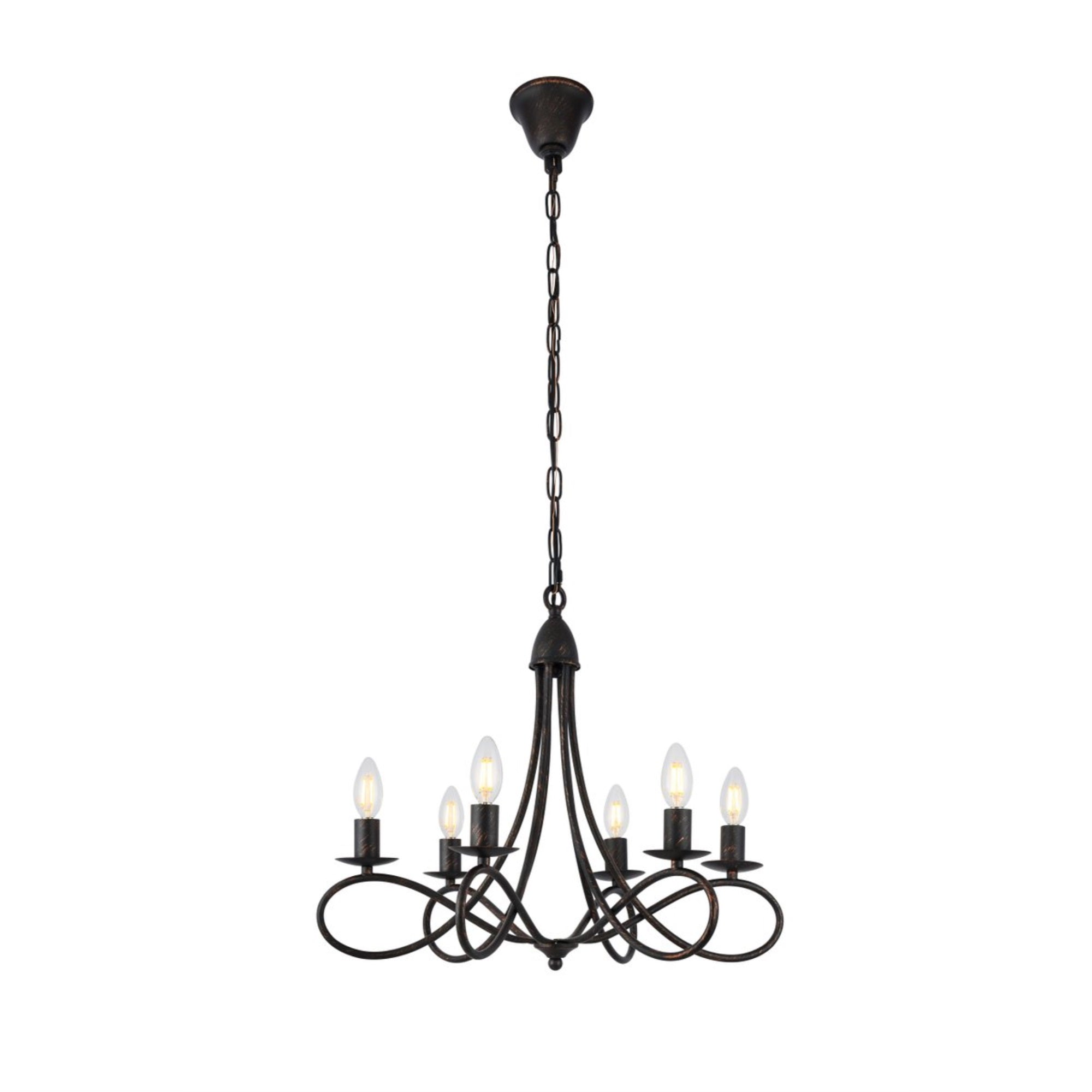 1452 Lyndon Collection Pendant Lamp D:24 H:19 Lt:6 Dark Bronze Finish