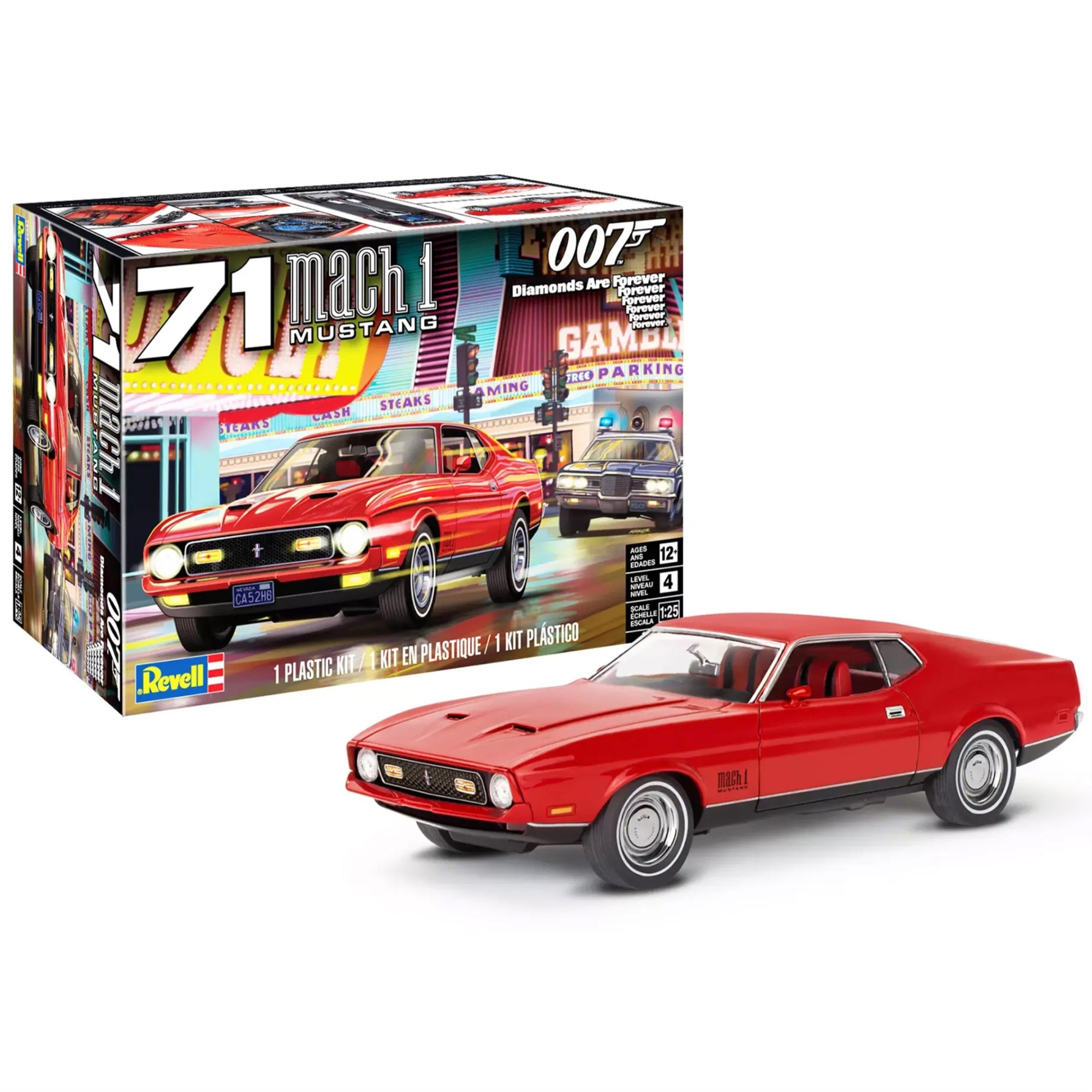 Level 4 Model Kit 1971 Ford Mustang Mach 1 James  007 'Diamonds Are Forever' (1971) Movie 1/25 Scale Model By Revell