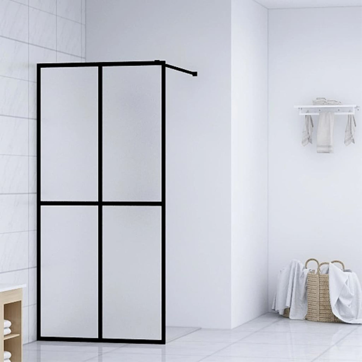 Vidaxl Walk-In Shower Screen Frosted Tempered Glass 35.4'X76.8'