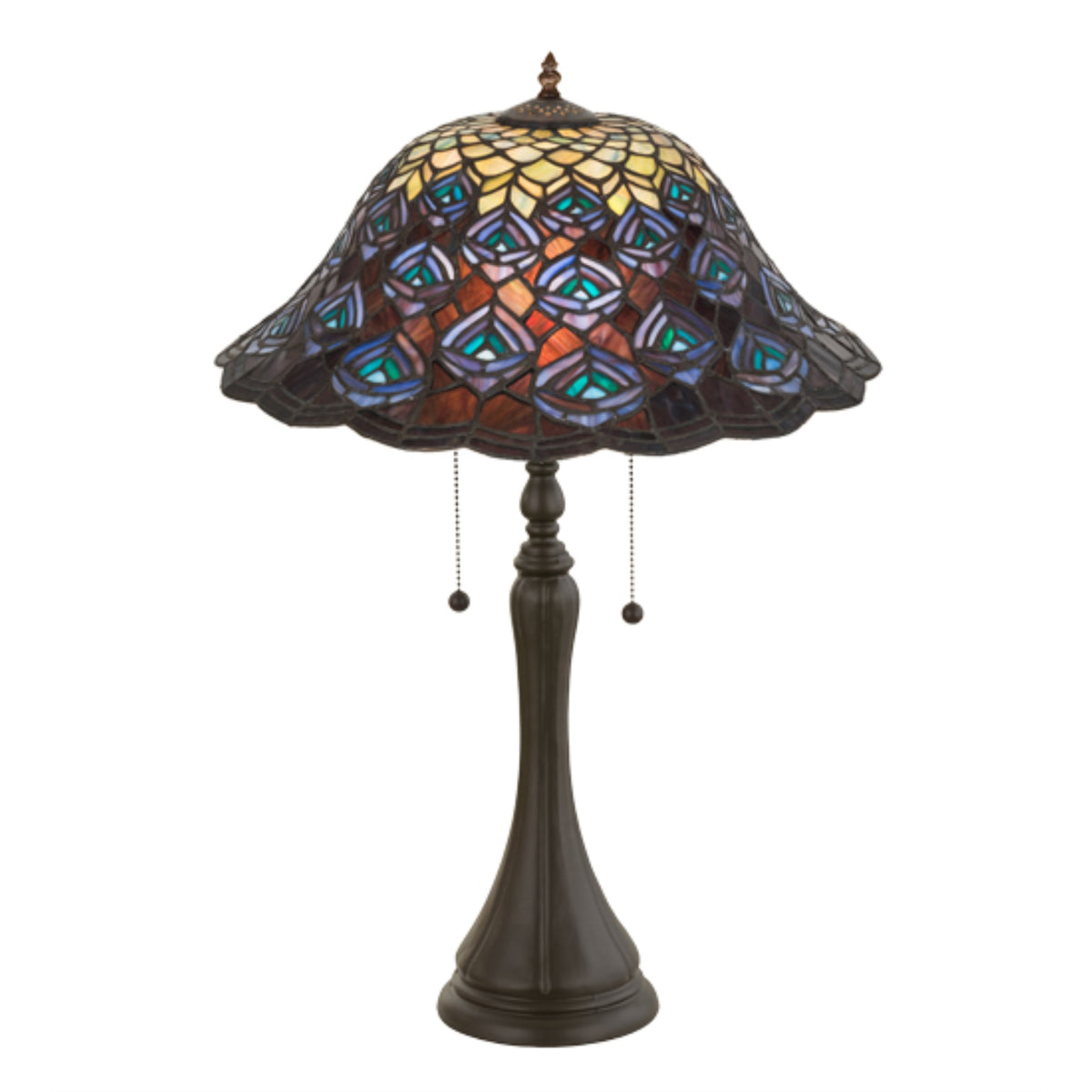 22'H Tiffany Peacock Feather Table Lamp