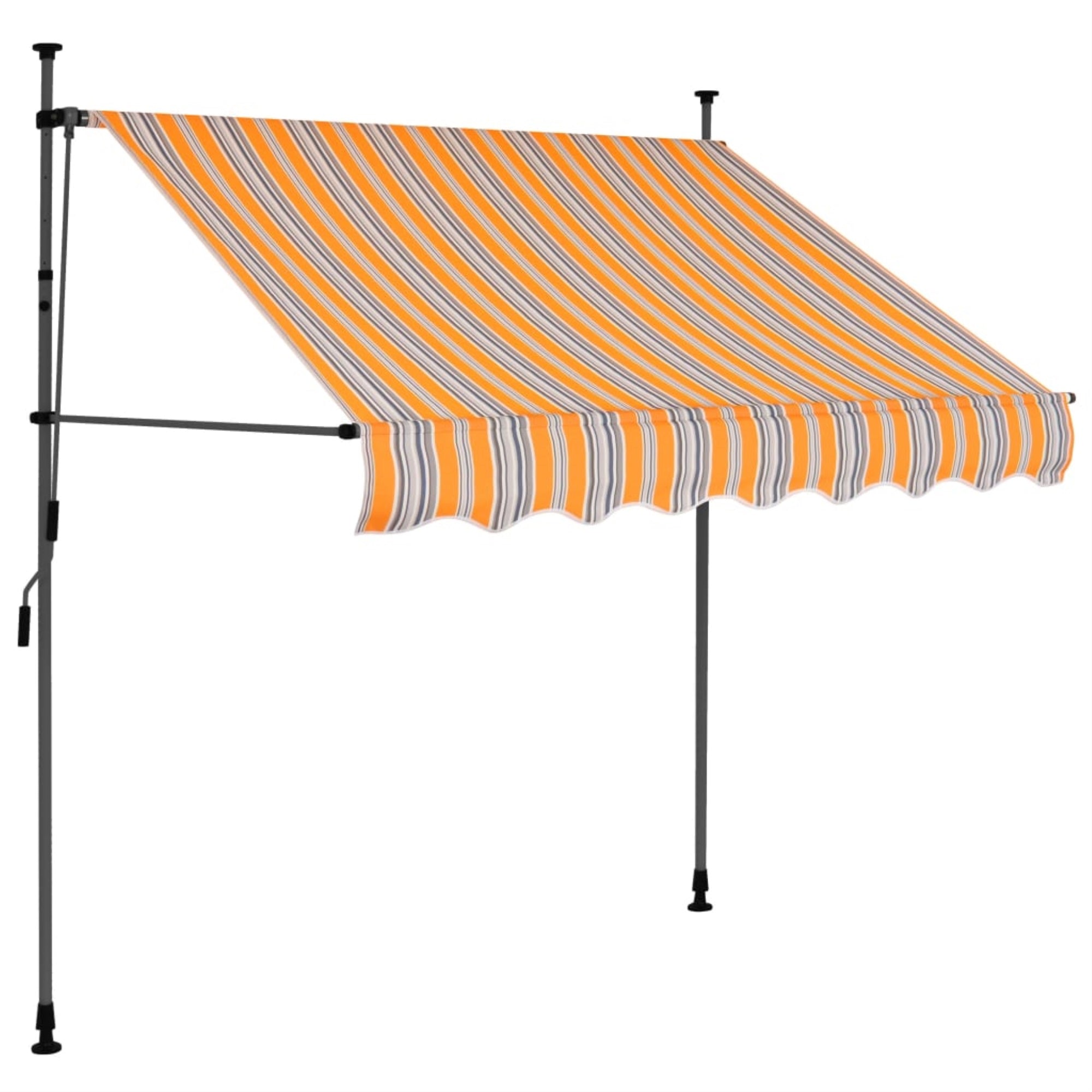 Vidaxl Manual Retractable Awning With Led 78.7' Yellow And Blue