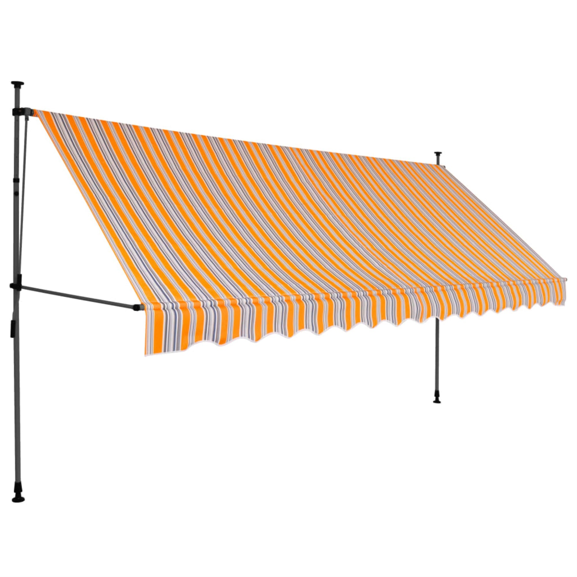 Vidaxl Manual Retractable Awning With Led 137.8' Yellow And Blue