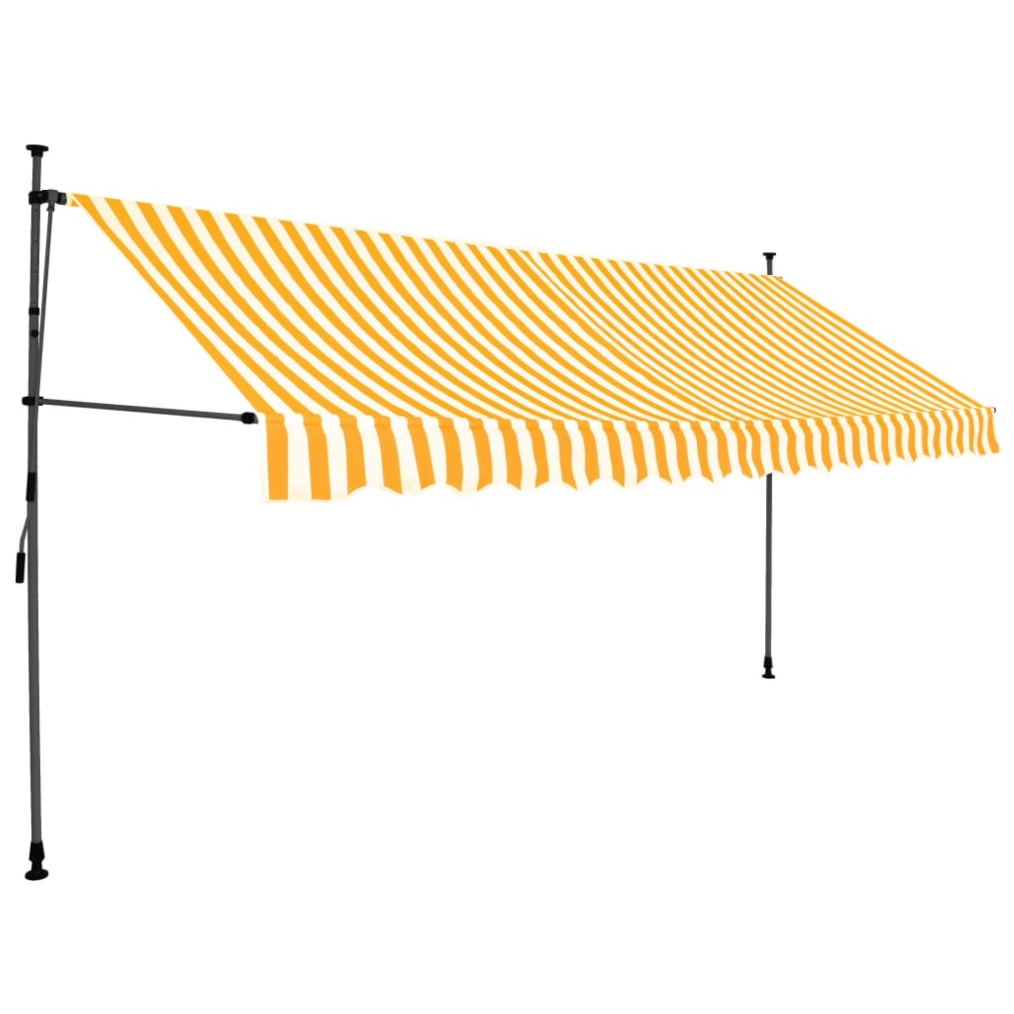Vidaxl Manual Retractable Awning With Led 157.5' White And Orange