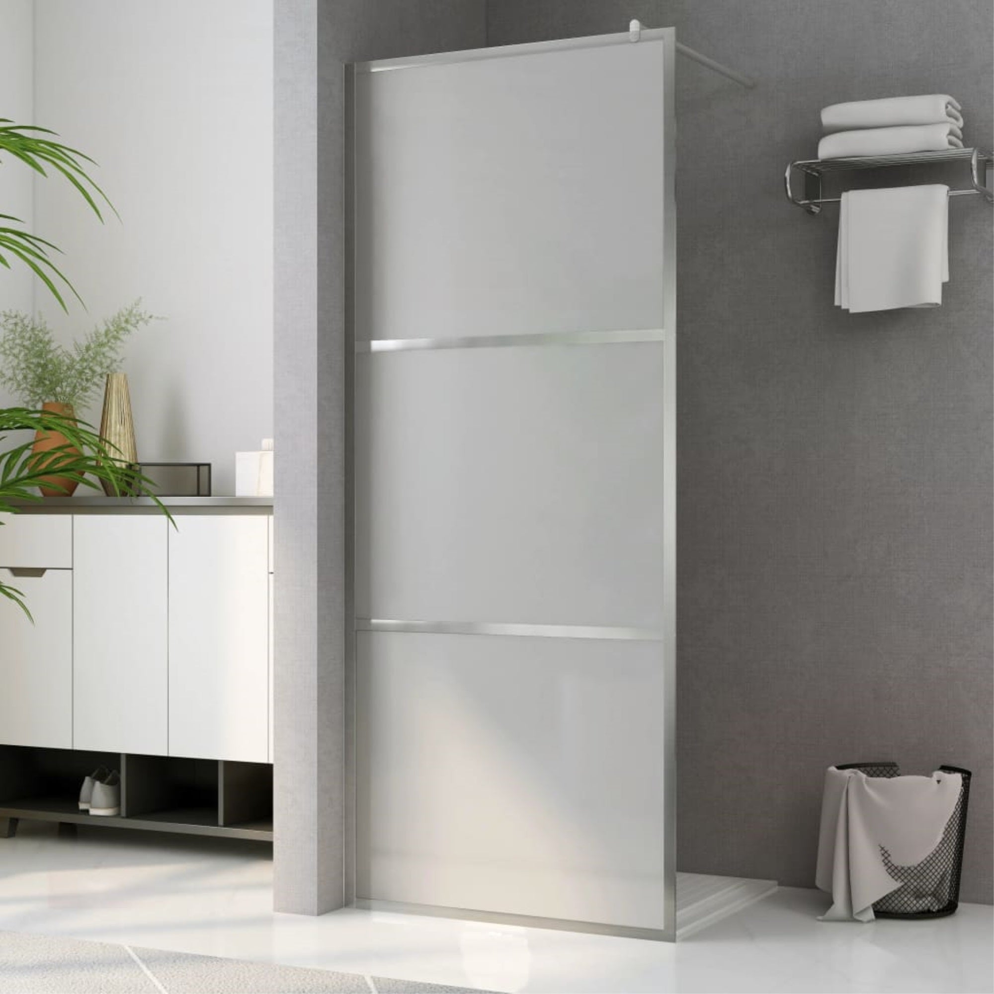 Vidaxl Walk-In Shower Wall With Whole Frosted Esg Glass 31.5'X76.8'