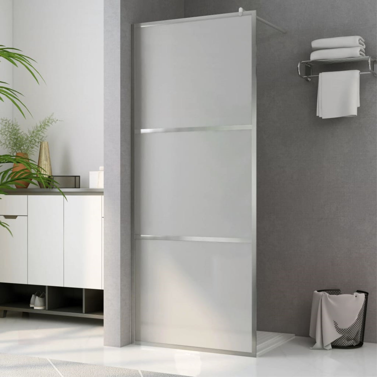 Vidaxl Walk-In Shower Wall With Whole Frosted Esg Glass 31.5'X76.8'
