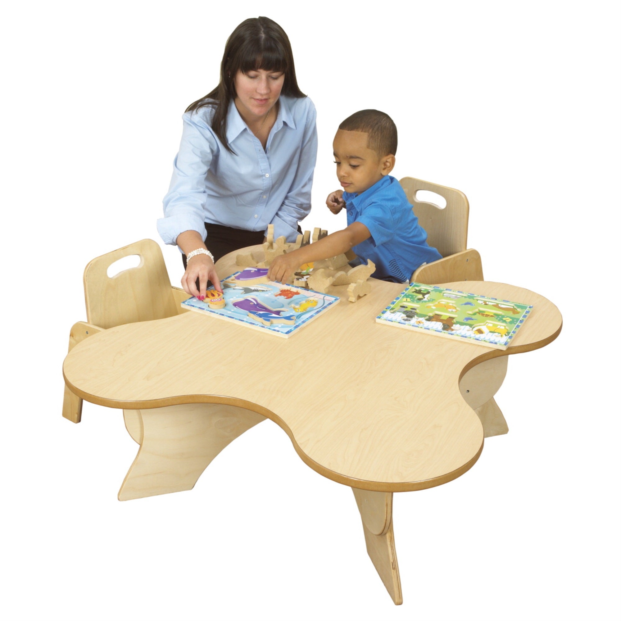 Childcraft Adjustable Toddler Table With 4 Chairs, Blossom, 35-3/4 X 35-3/4 X 14  To 19 Inches