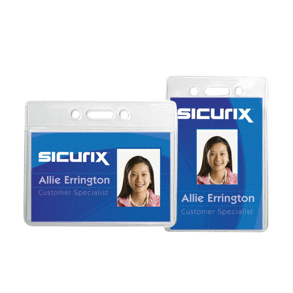 Sicurix Horizontal Badge Holders, 3-1/2 X 2-1/2 Inches, Vinyl, Clear, Pack Of 50