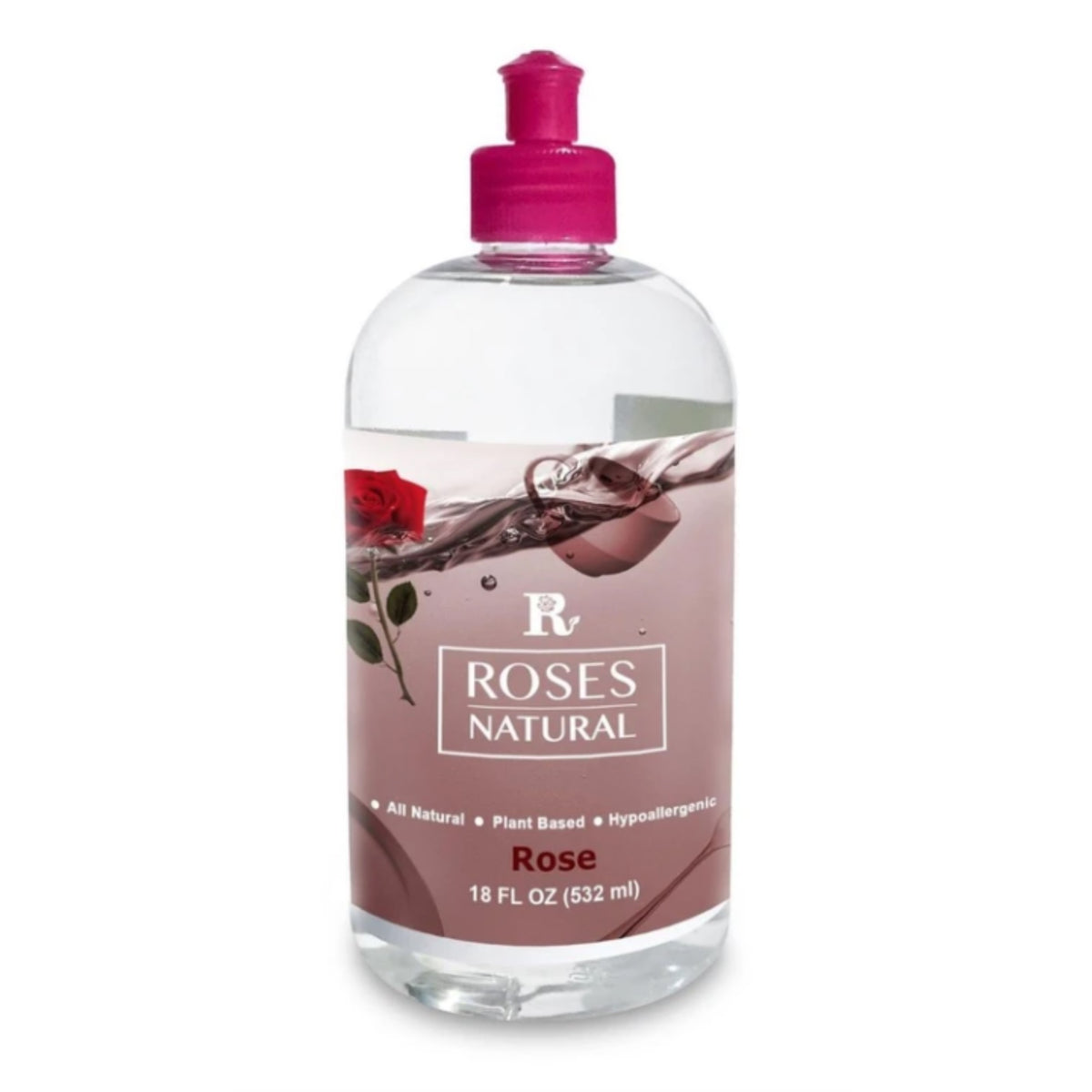 Natural Dish Soap - Rose 18Oz