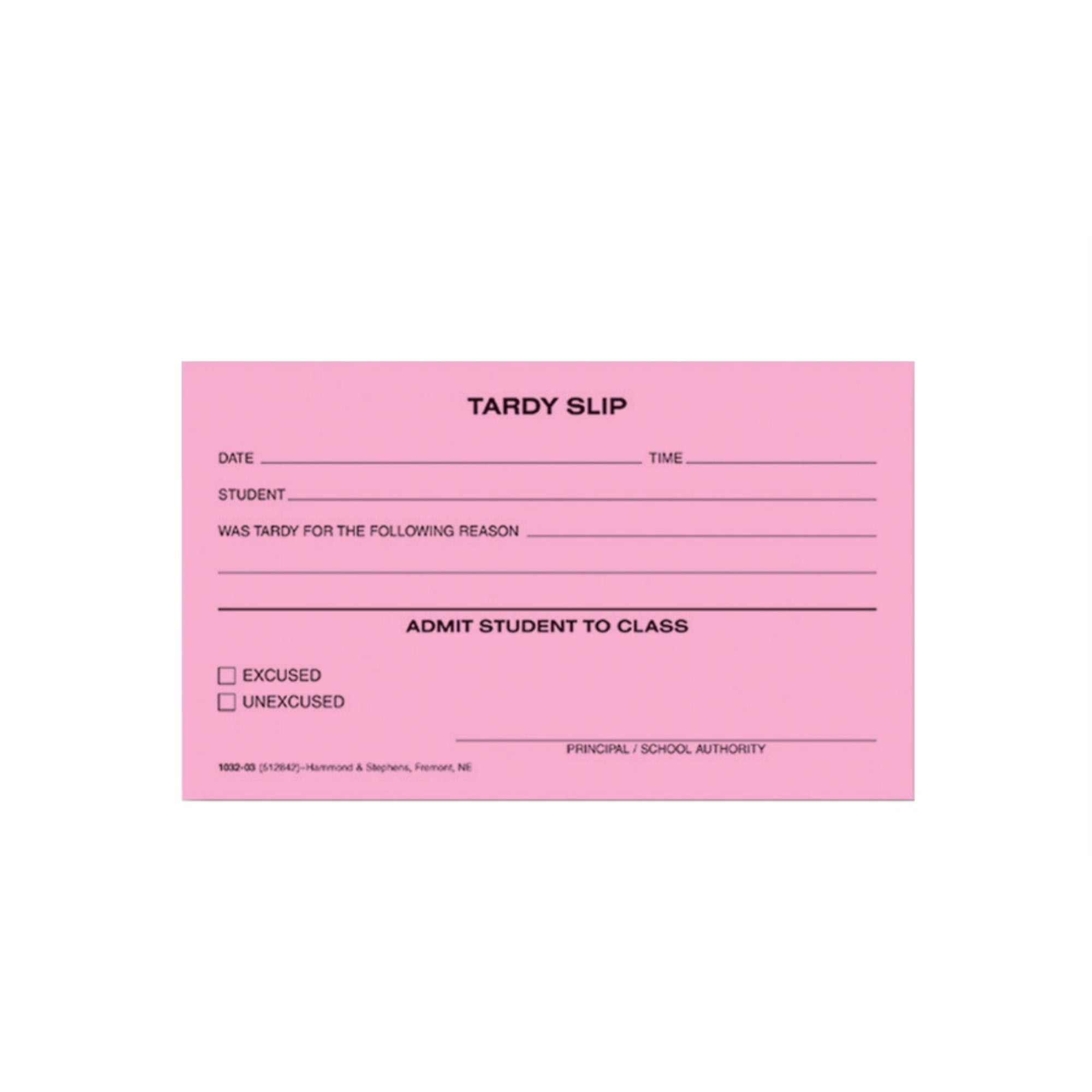 Hammond &Amp; Stephens 1032-03-10 Tardy Slip Pad, 3 X 5 Inches, Pink, Pack Of 10