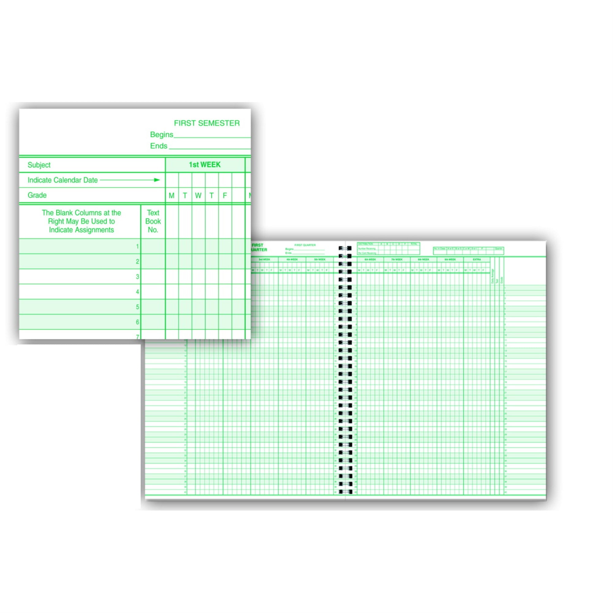 Hammond &Amp; Stephens Class Record Book, 40 Students And 8 Subjects, 9/10 Week