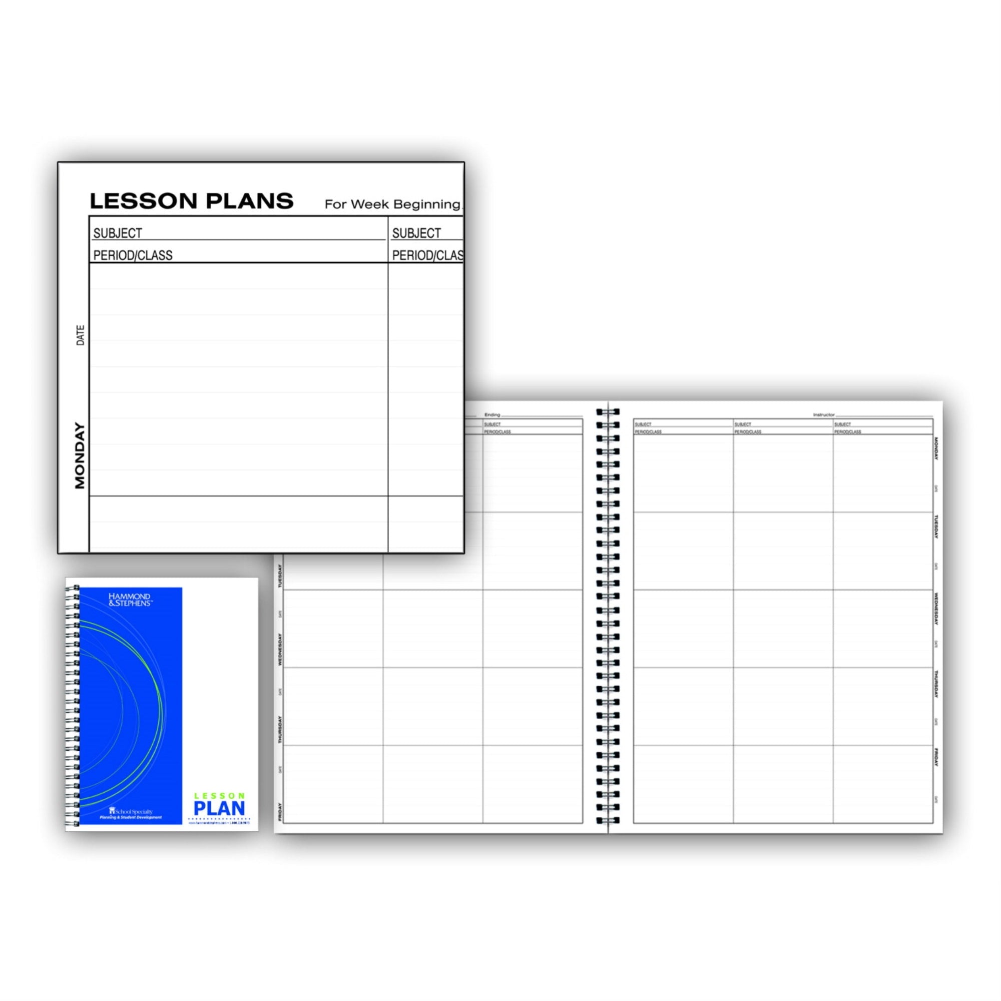 Hammond &Amp; Stephens 0403-8 P Lesson Plan Book, Polyice Cover, 8-1/2 X 11 Inches, 8 Subjects, 40 Week, Green/ Blue