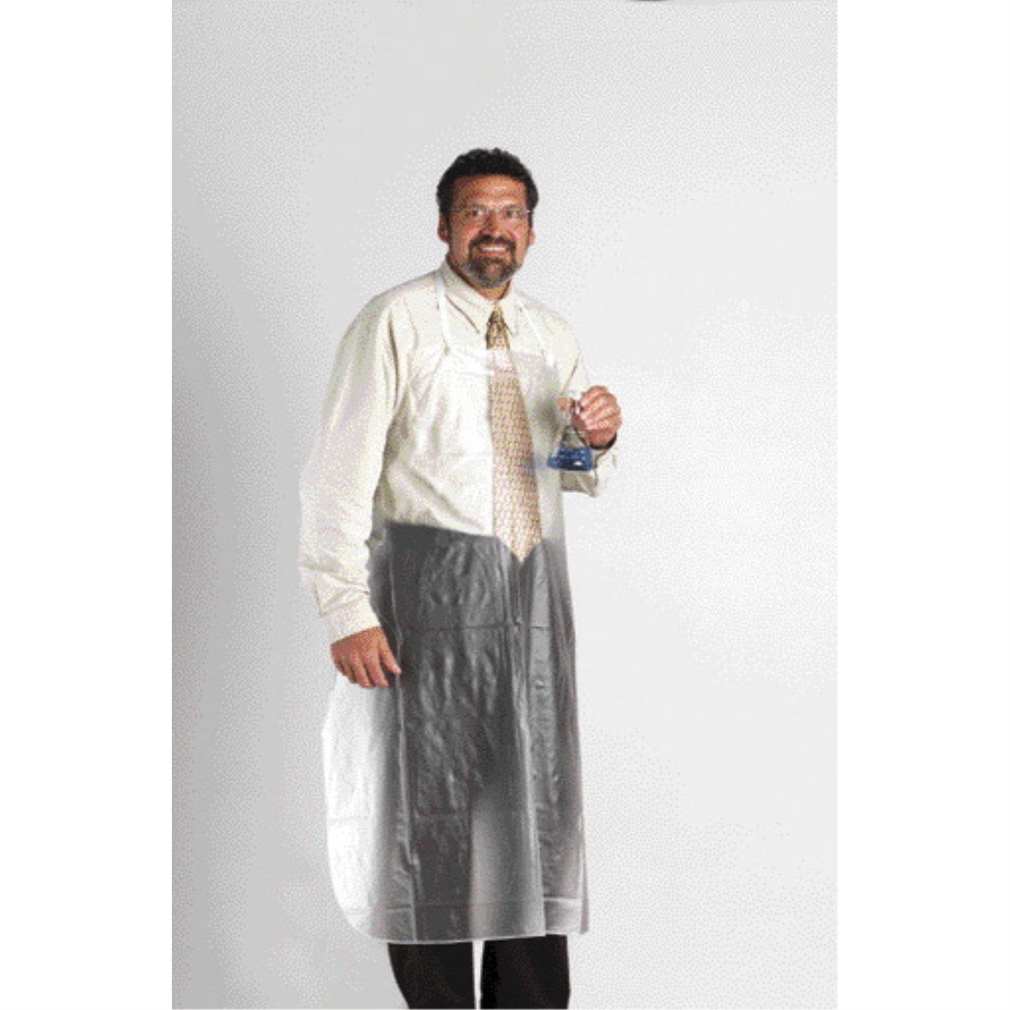 Gsc Latex-Free Vinyl Apron, 27 X 42 In, 6 Mil Thickness, Translucent, Reagents, Acids, Alkalis, Oils, Grease
