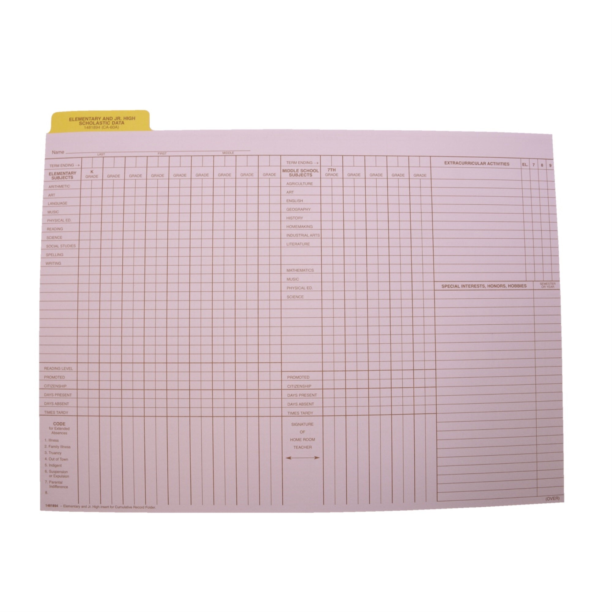 Hammond &Amp; Stephens Data Insert For Cumulative Record Folder, 9 X 11-3/4 Inches, Set Of 25