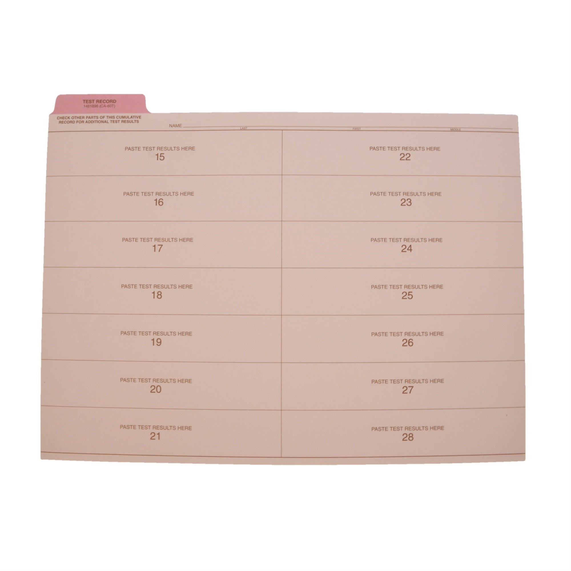 Hammond &Amp; Stephens Test Record Insert, 11-3/4 X 9-1/4 Inches, Pink Tab, Pack Of 25