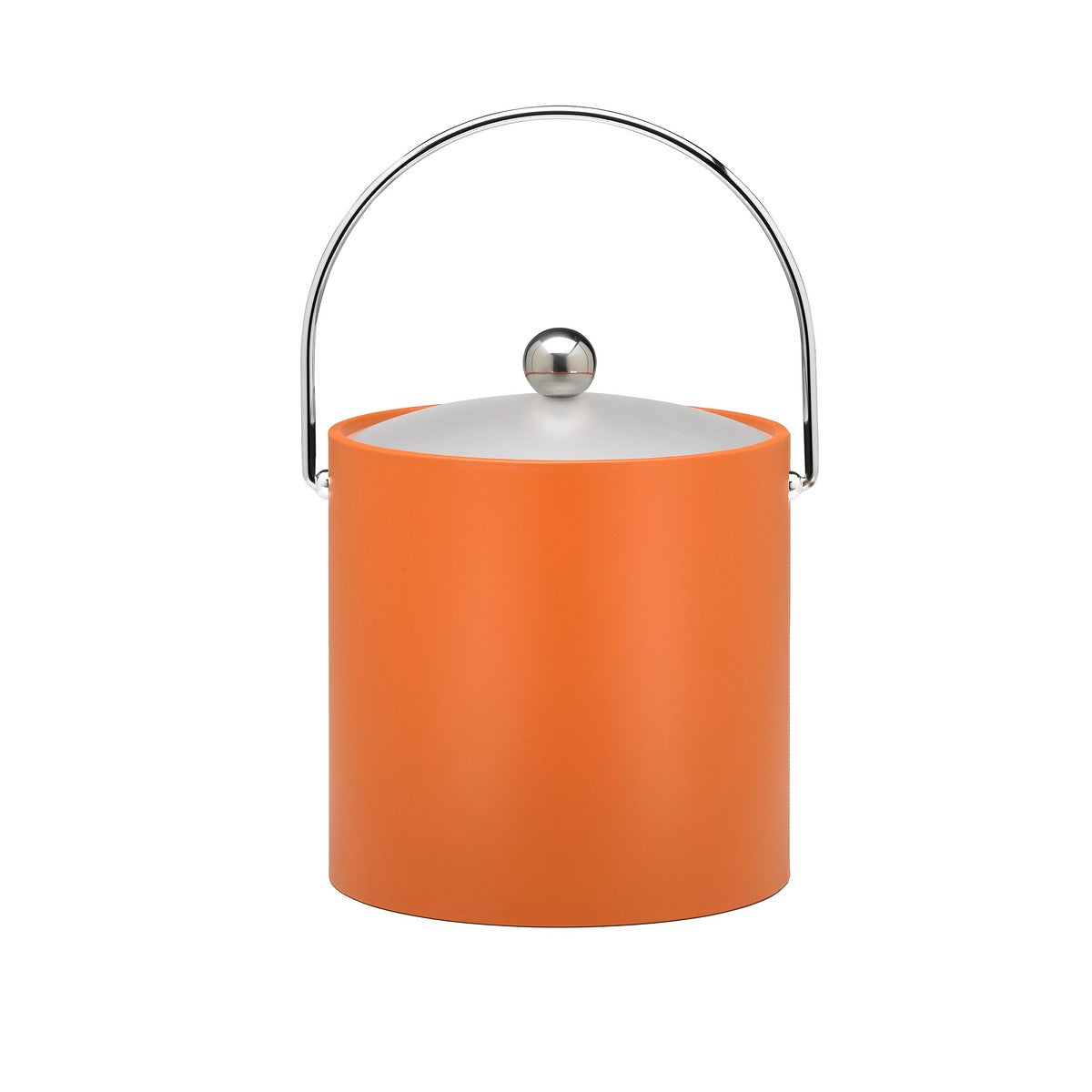 Spicy Orange 3 Qt. Ice Bucket, Chrome Bale Handle, Chrome Round Knob, Frosted Vinyl Lid