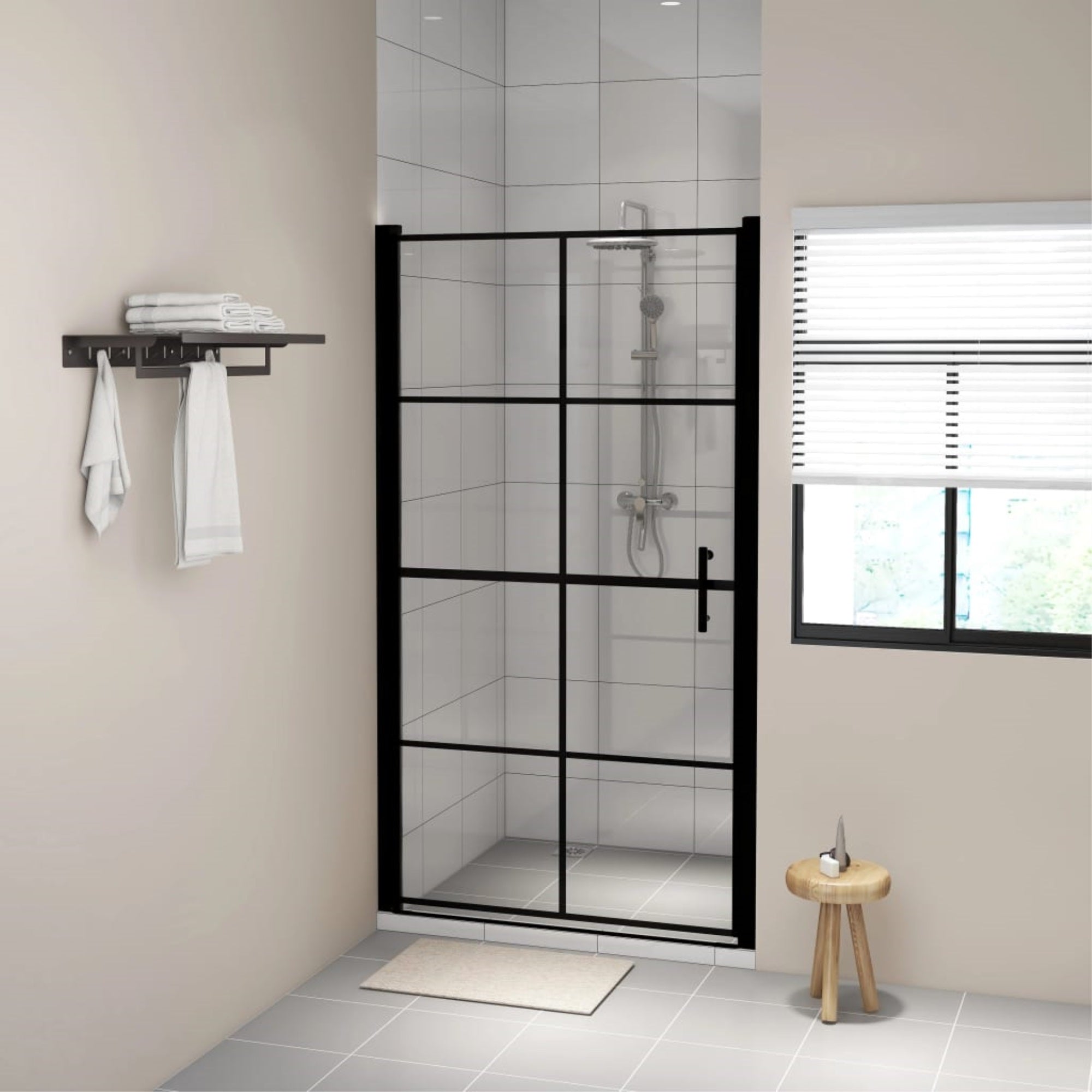 Vidaxl Shower Doors Tempered Glass 39.4'X70.1' Black