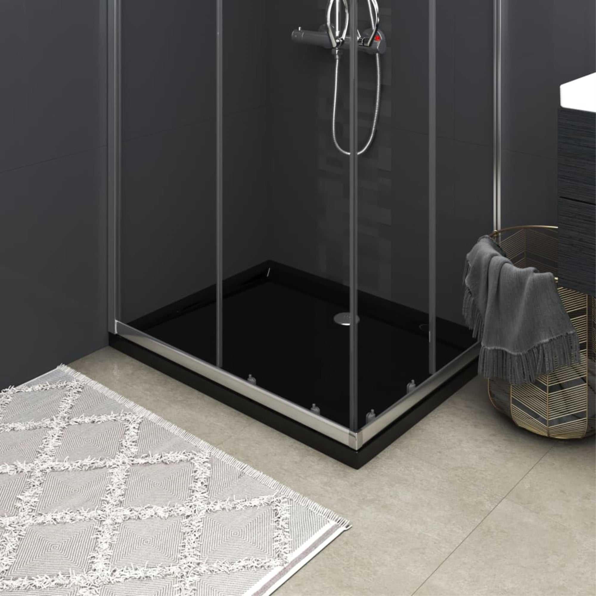 Vidaxl Rectangular Abs Shower Base Tray Black 31.5'X39.4'