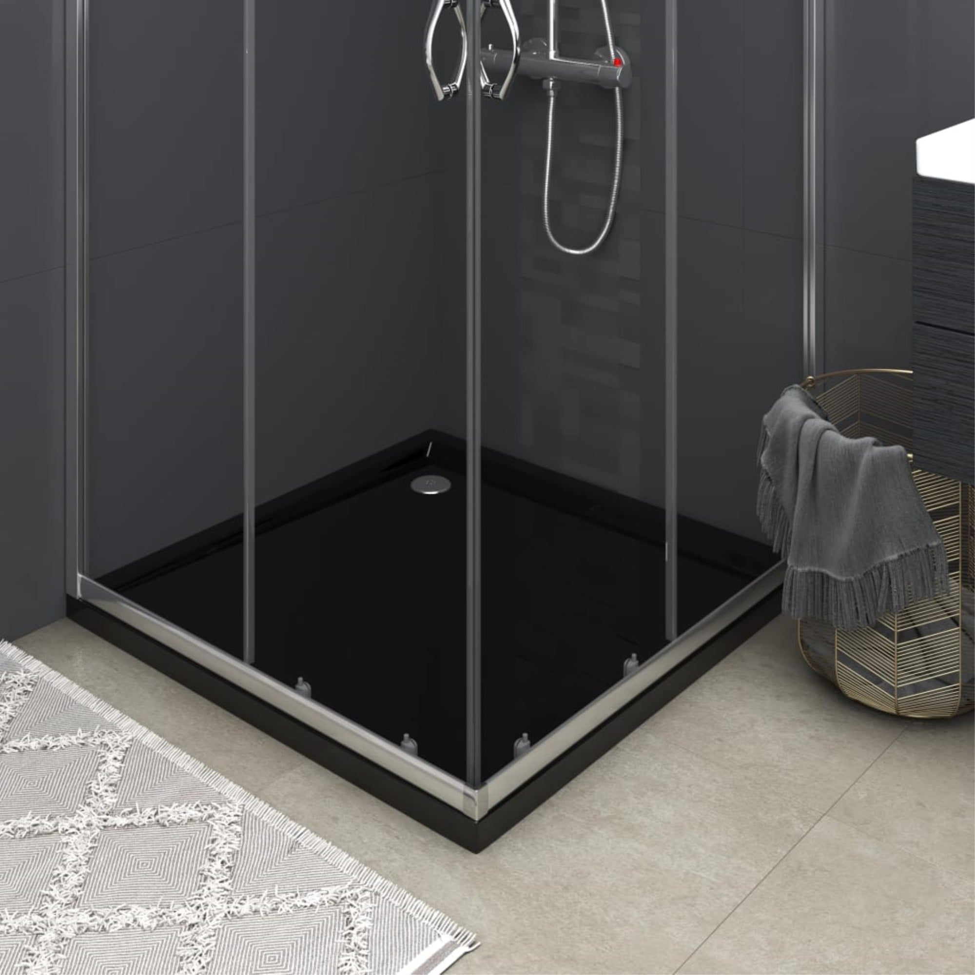 Vidaxl Square Abs Shower Base Tray Black 31.5'X31.5'