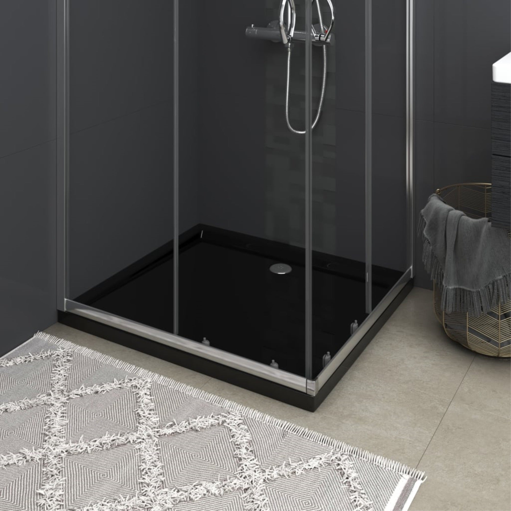 Vidaxl Rectangular Abs Shower Base Tray Black 31.5'X35.4'