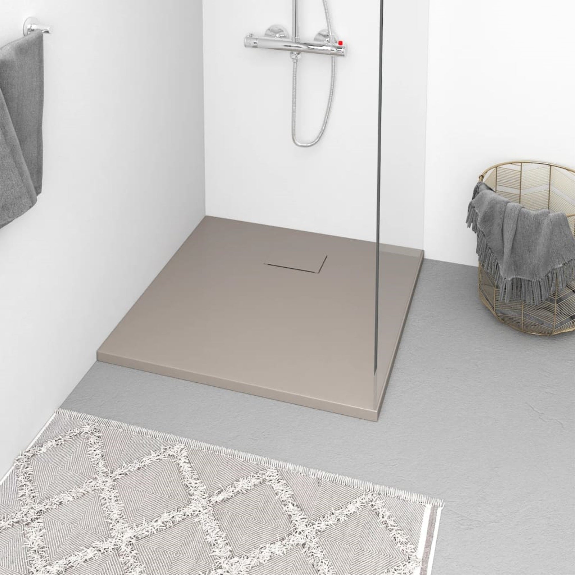 Vidaxl Shower Base Tray Smc Brown 31.5'X31.5'