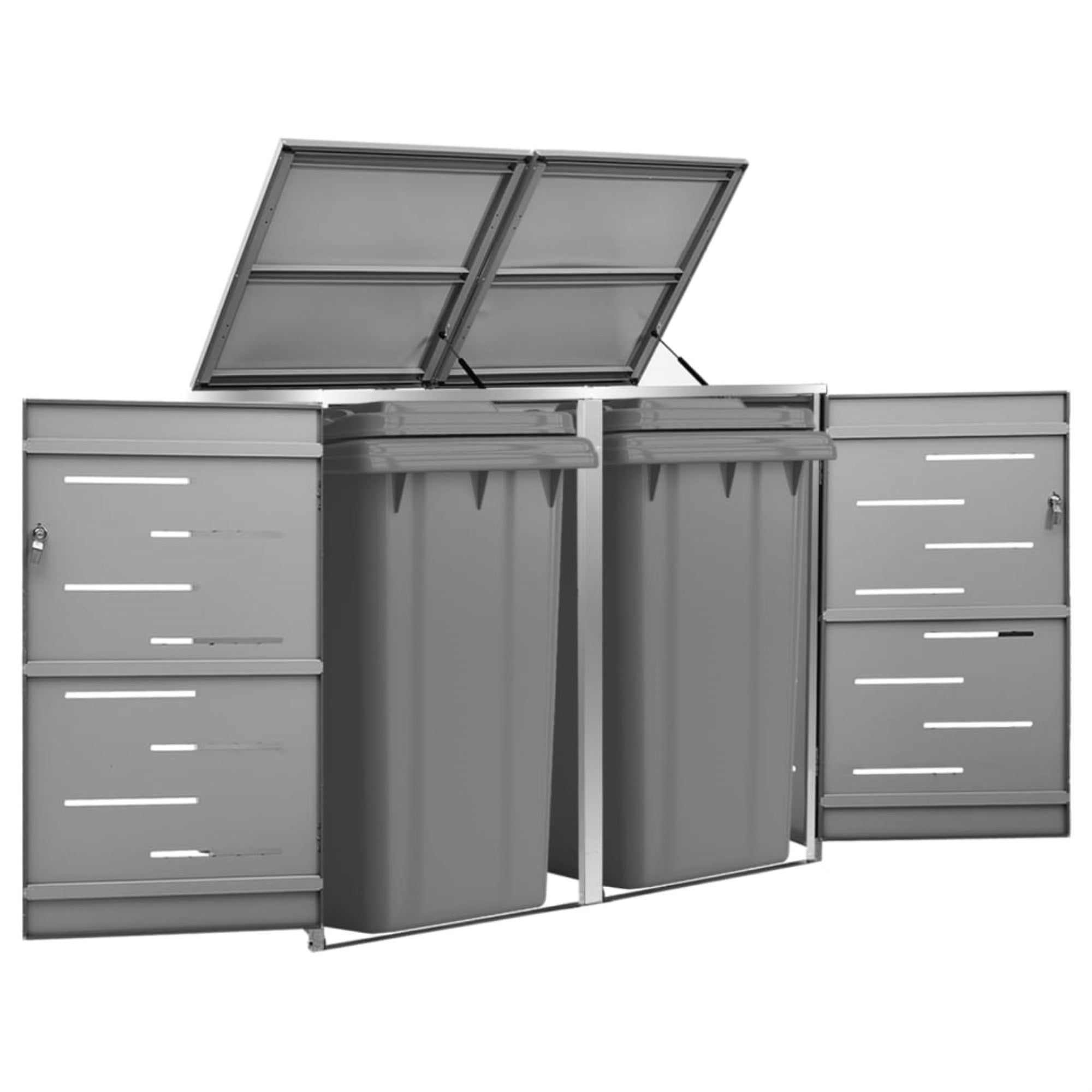 Vidaxl Double Wheelie Bin Shed 54.3'X30.5'X45.5' Stainless Steel