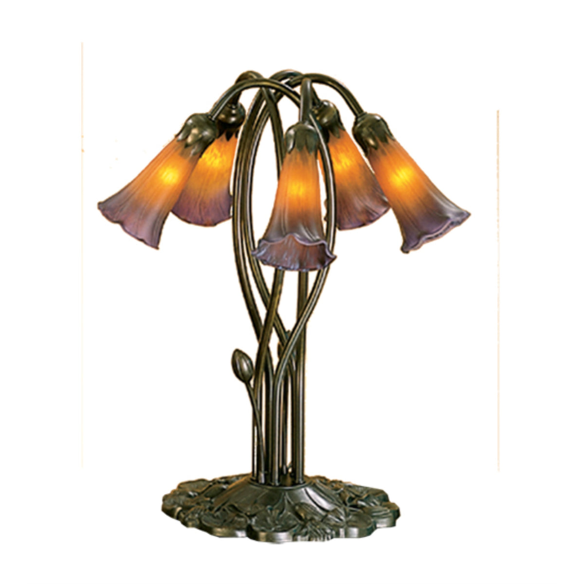 16.5'H Amber/Purple Pond Lily 5 Lt Accent Lamp