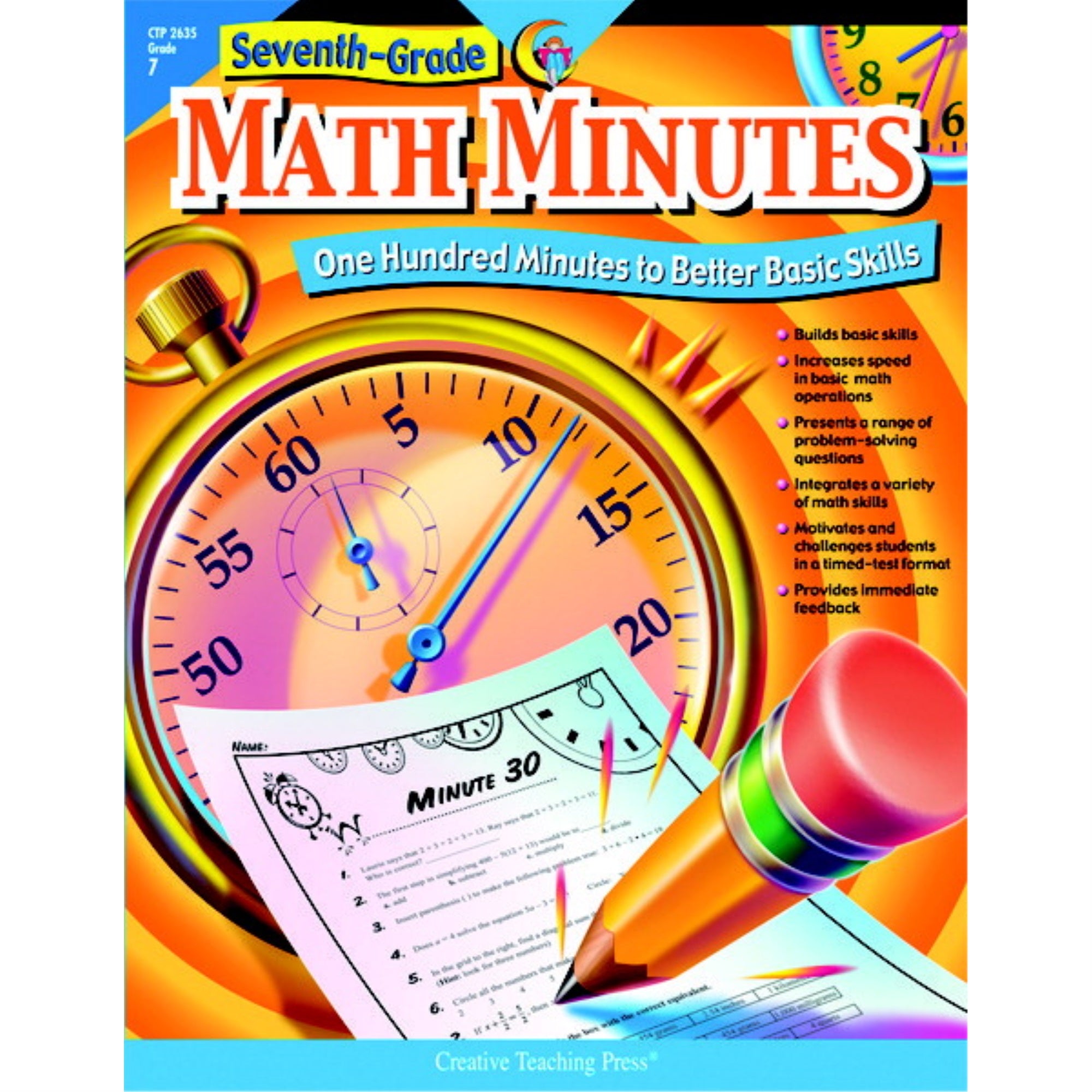Creative Teaching Pres Math Minutes Book, Grade 7
