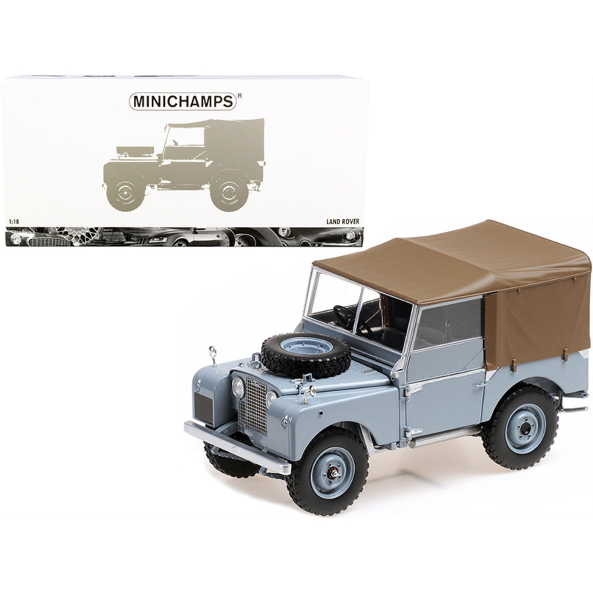 1949 Land Rover Rhd (Right Hand Drive) Gray With Brown Canopy 1/18 Diecast Model Car By Minichamps