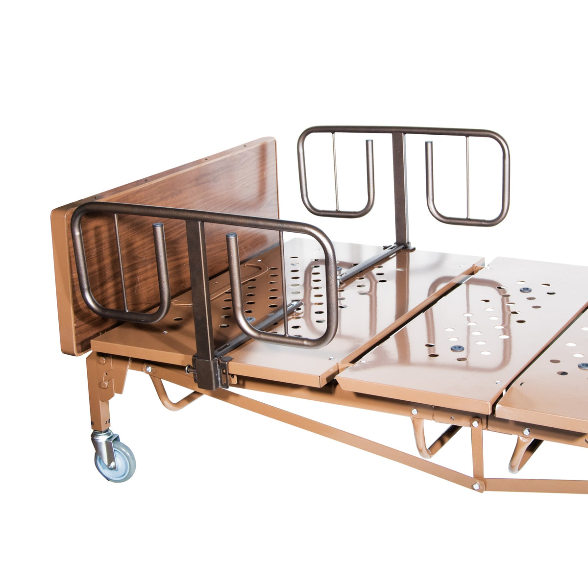 Drive Medical Half Length T Style Bed Rails, Brown Vein, Half Length