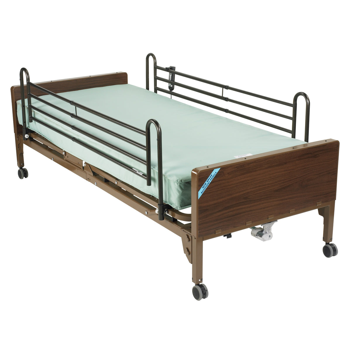 Delta Ultra Light Semi Electric Hospital Bed With Full Rails And Therapeutic Support Mattress