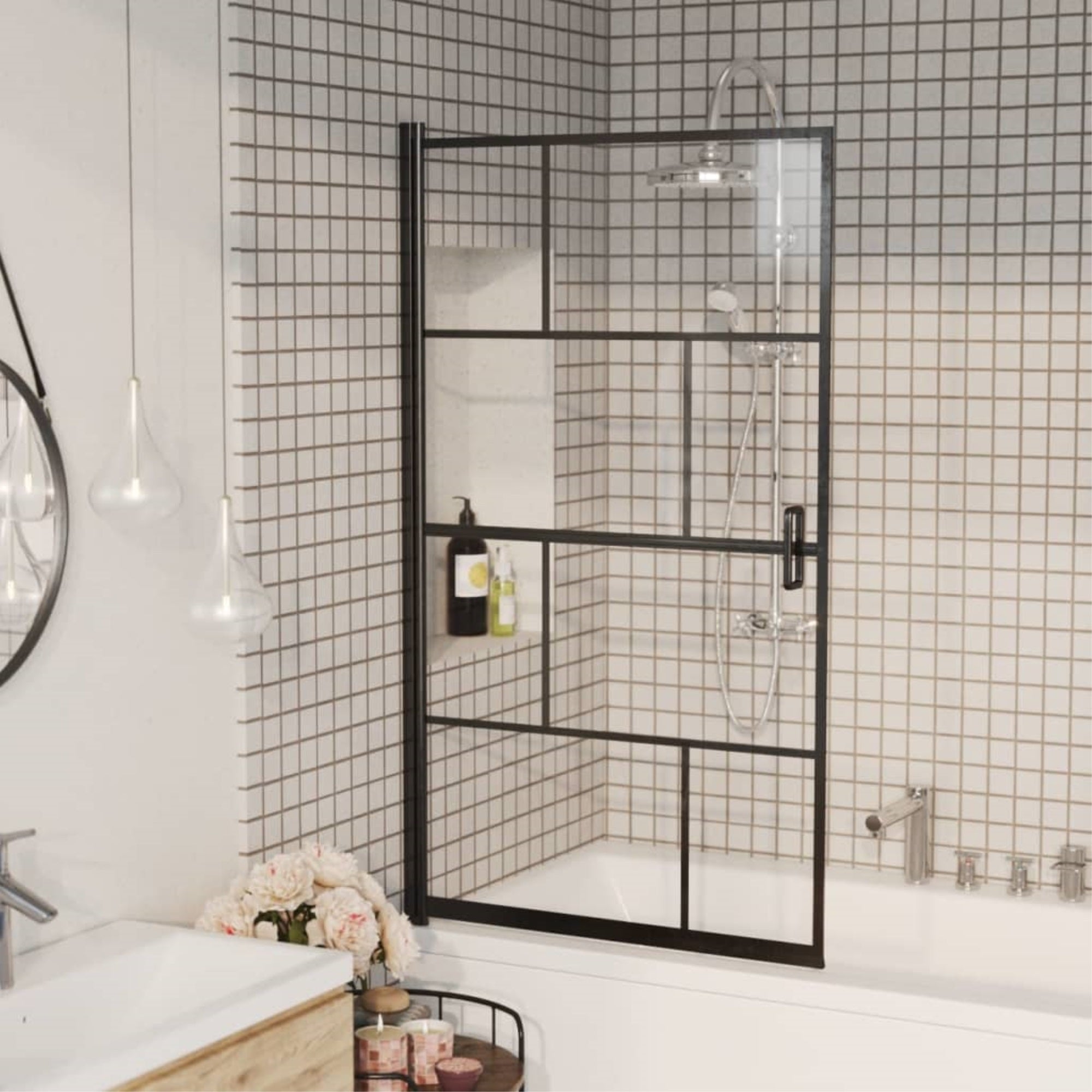 vidaXL Shower Enclosure ESG 31.5″x55.1″ Black