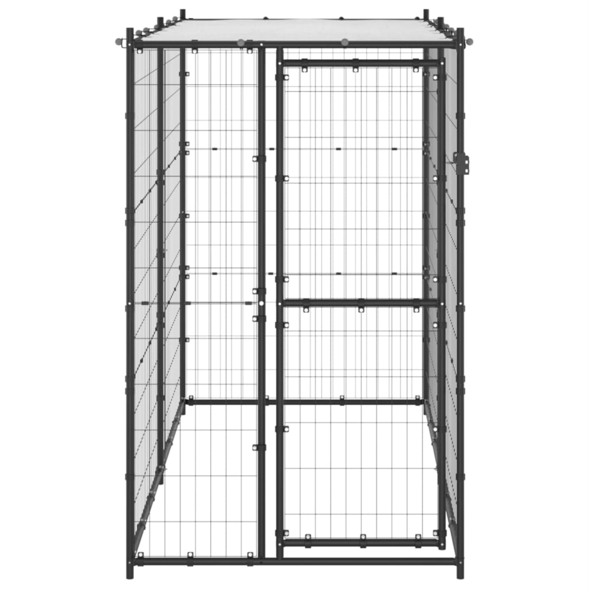 Vidaxl Outdoor Dog Kennel Steel With Roof 43.3'X86.6'X70.9'