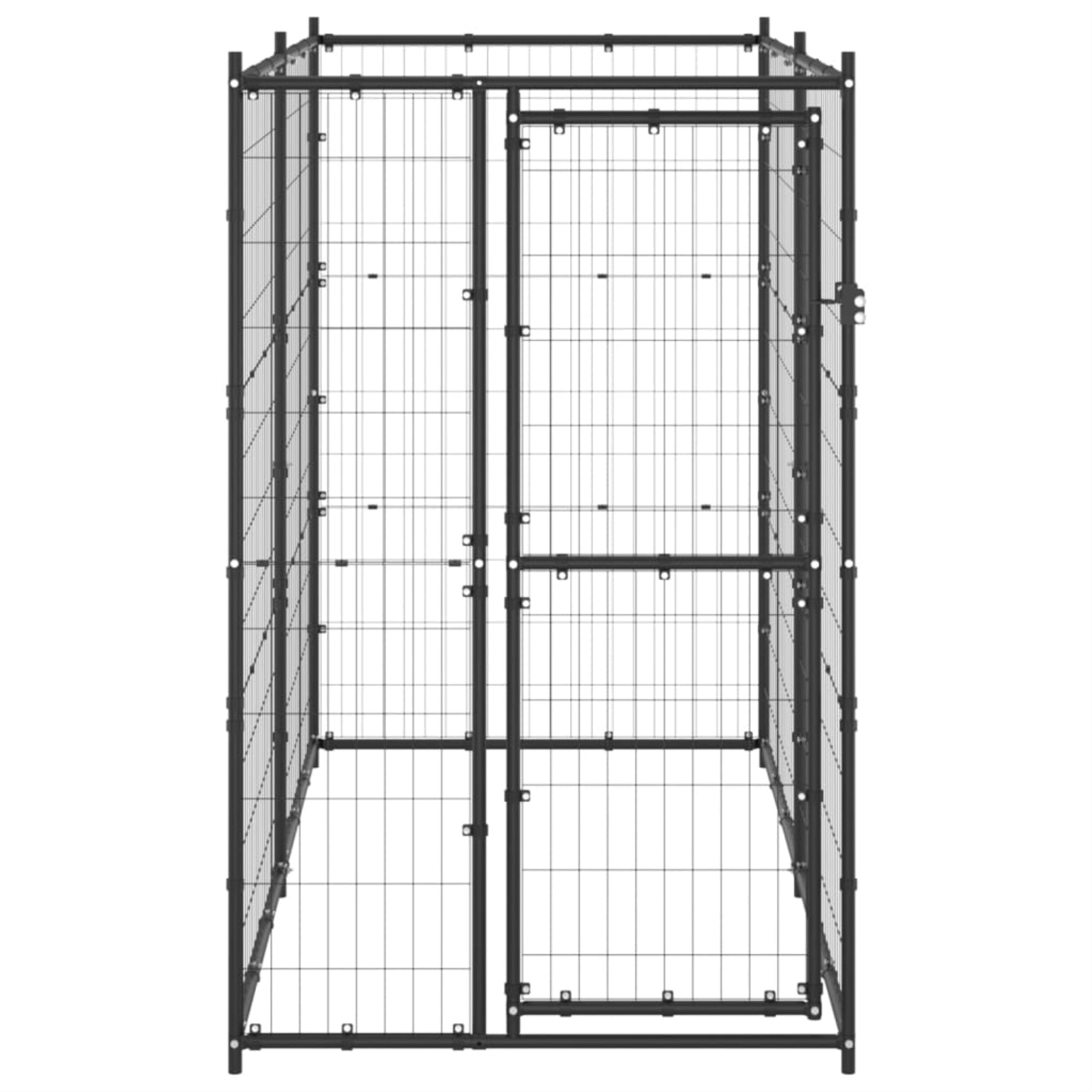 Vidaxl Outdoor Dog Kennel Steel 43.3'X86.6'X70.9'