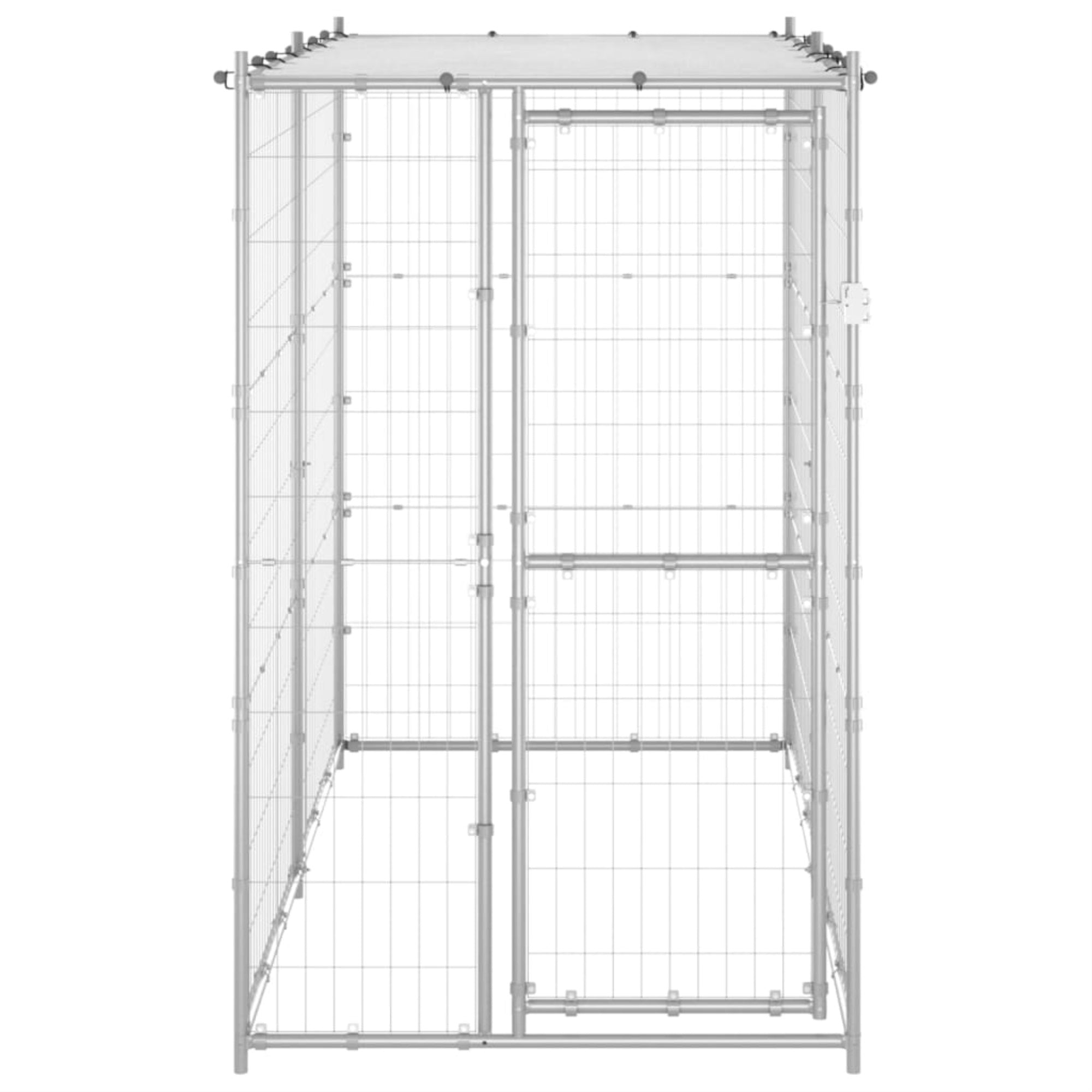 Vidaxl Outdoor Dog Kennel Galvanized Steel With Roof 43.3'X86.6'X70.9'