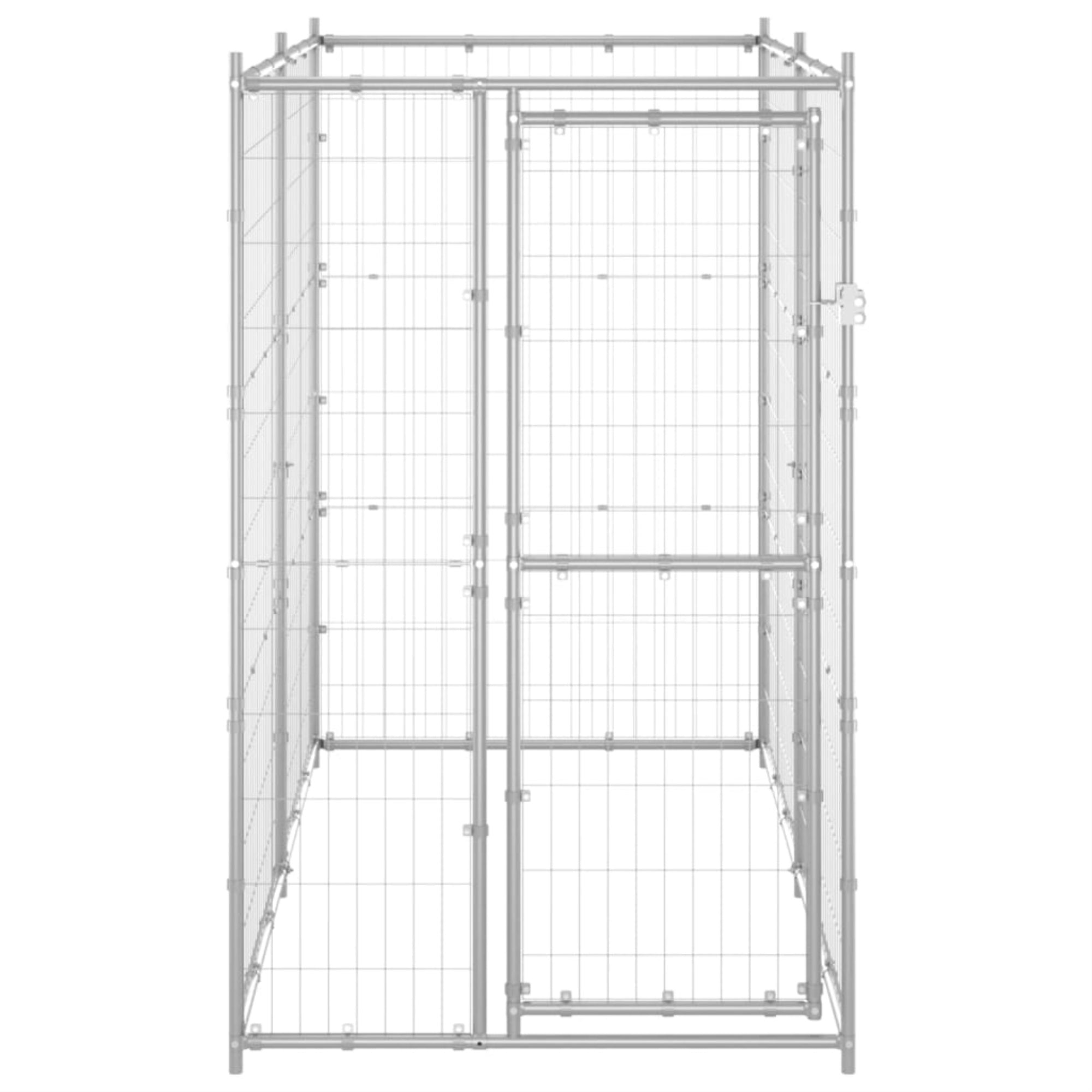 Vidaxl Outdoor Dog Kennel Galvanized Steel 43.3'X86.6'X70.9'