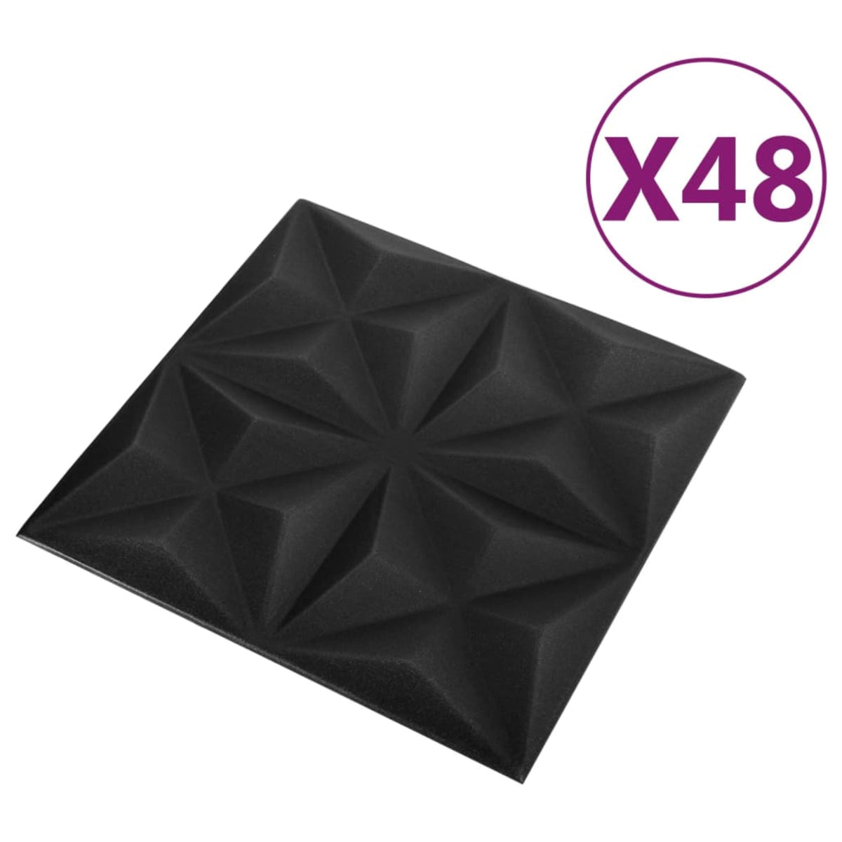Vidaxl 3D Wall Panels 48 Pcs 19.7'X19.7' Origami Black 129.2 Ft
