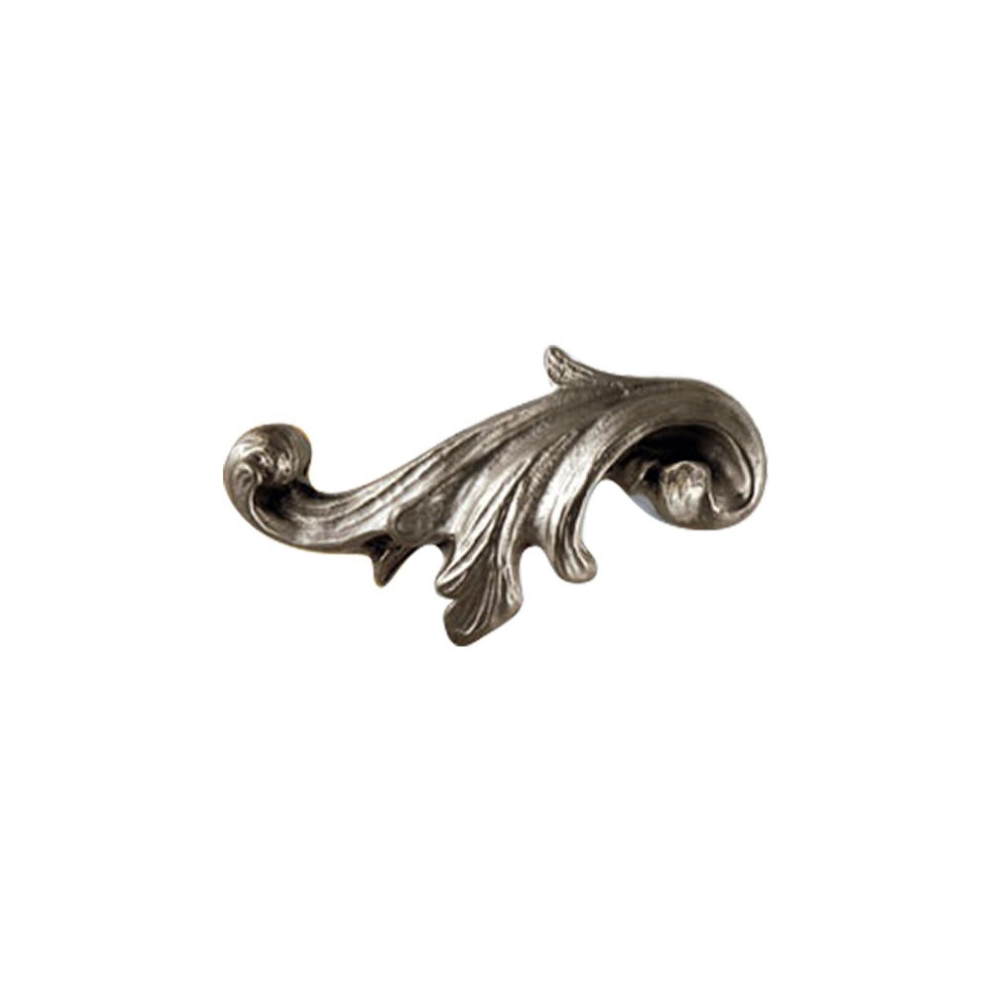 Acanthus Leaf Toilet Flush Handle-Front Mount in Satin Pewter Finish