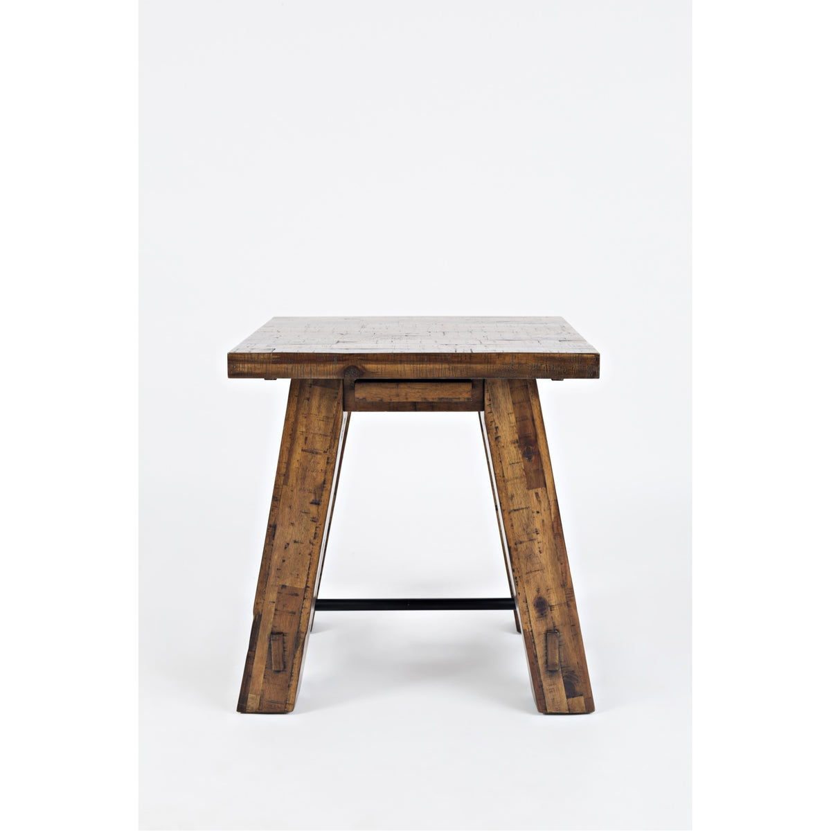 Cannon Valley Rustic Distressed Industrial Trestle End Table
