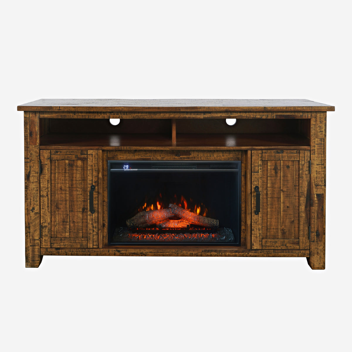 Cannon Valley Industrial Modern 60' Storage Console Tv Stand With Electric Fireplace
