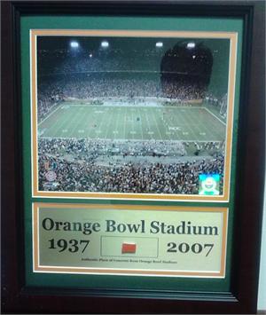 11X14 Game Used Frame - University of Miami Orange Bowl