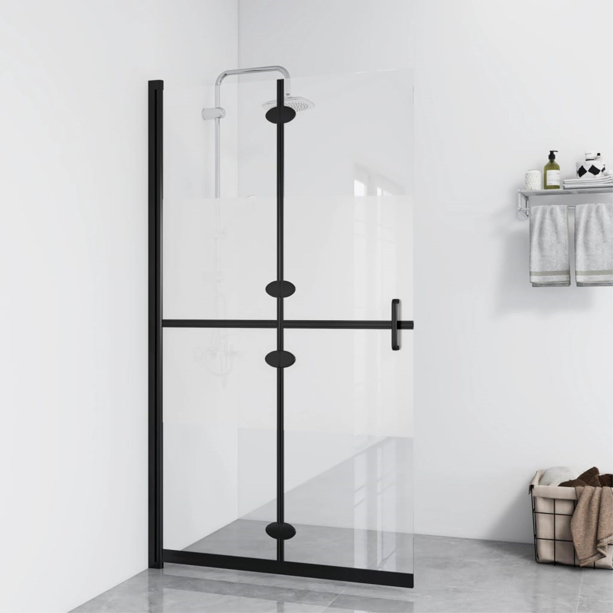Vidaxl Foldable Walk-In Shower Wall Half Frosted Esg Glass 31.5'X74.8'