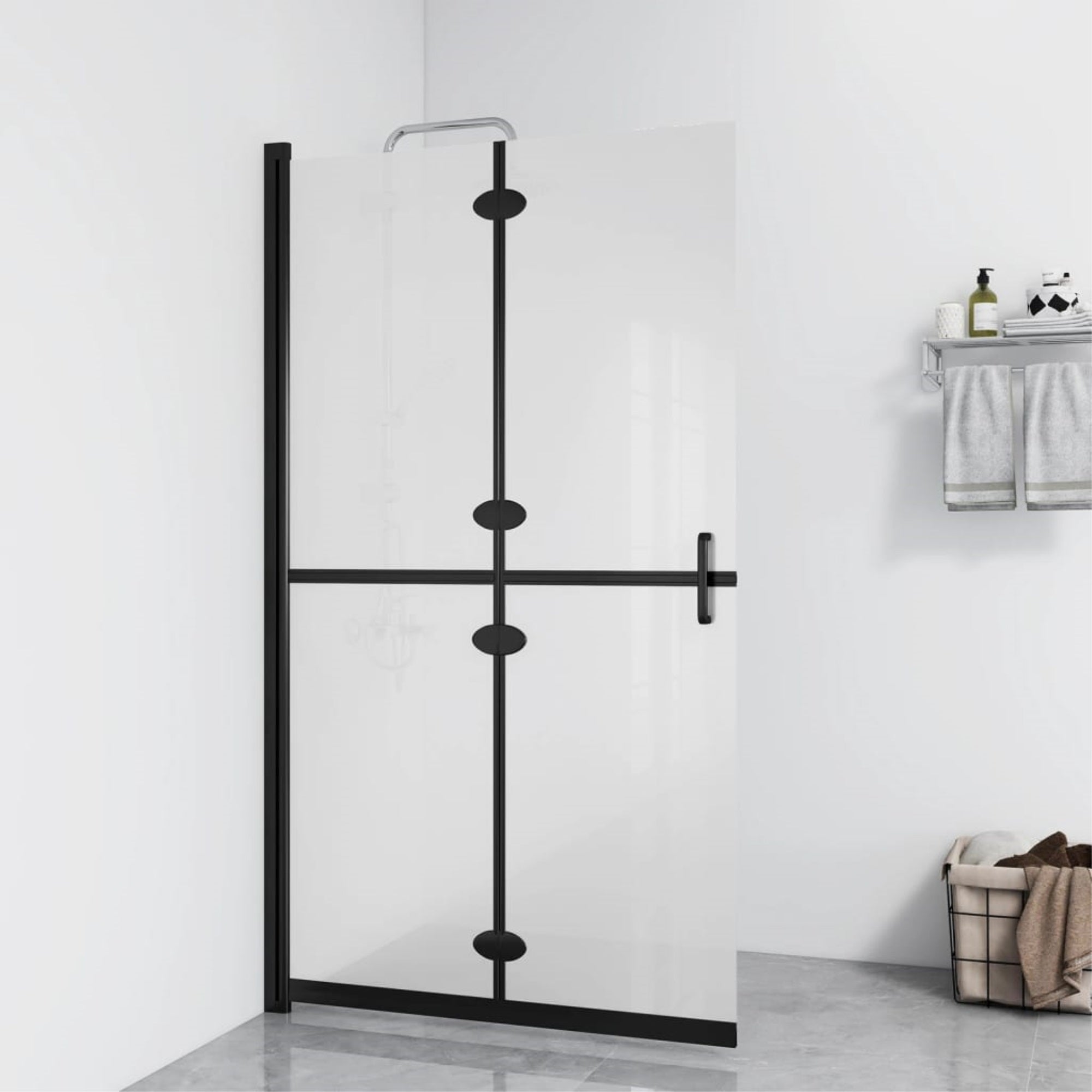 Vidaxl Foldable Walk-In Shower Wall Frosted Esg Glass 47.2'X74.8'