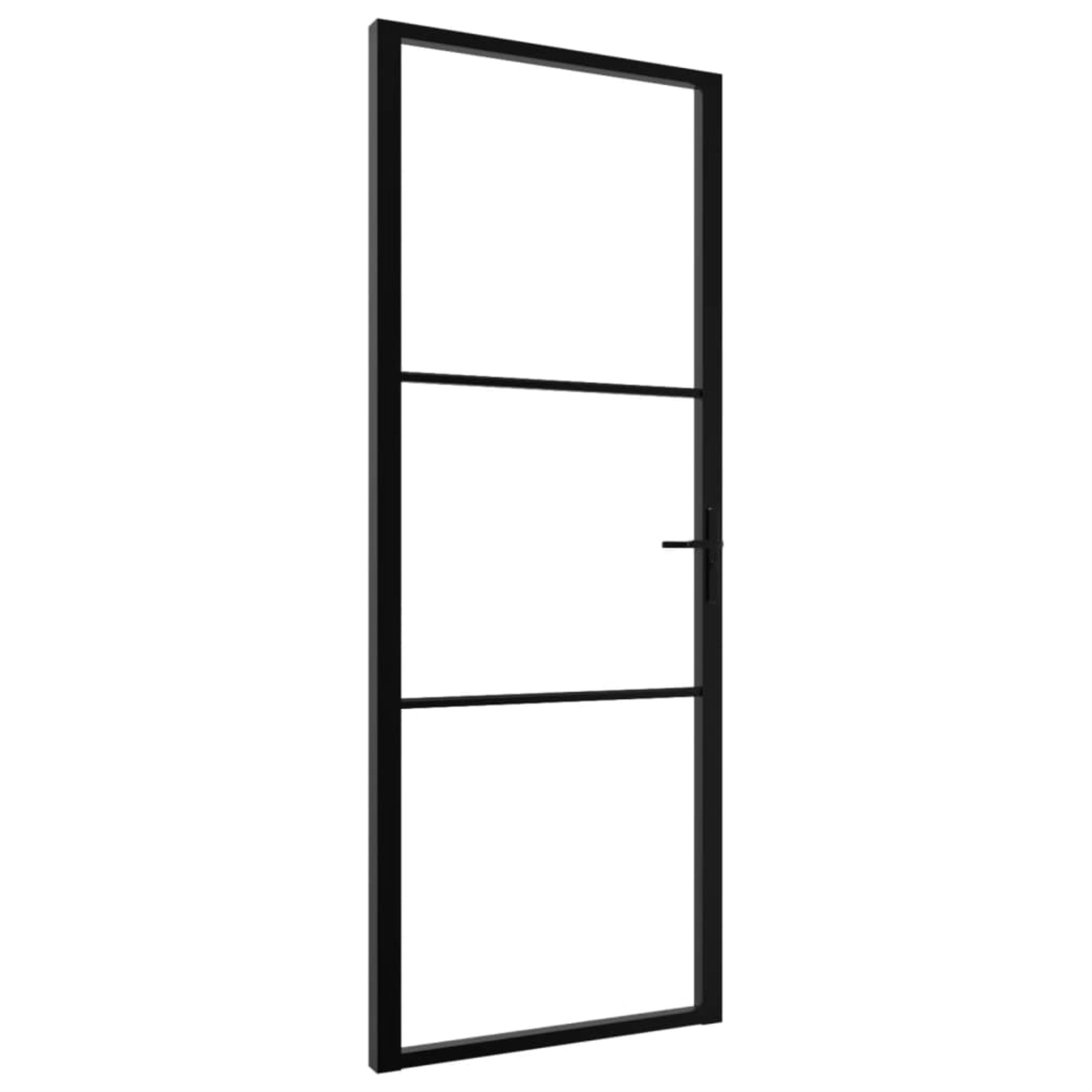 Vidaxl Interior Door Esg Glass And Aluminum 29.9'X79.3' Black