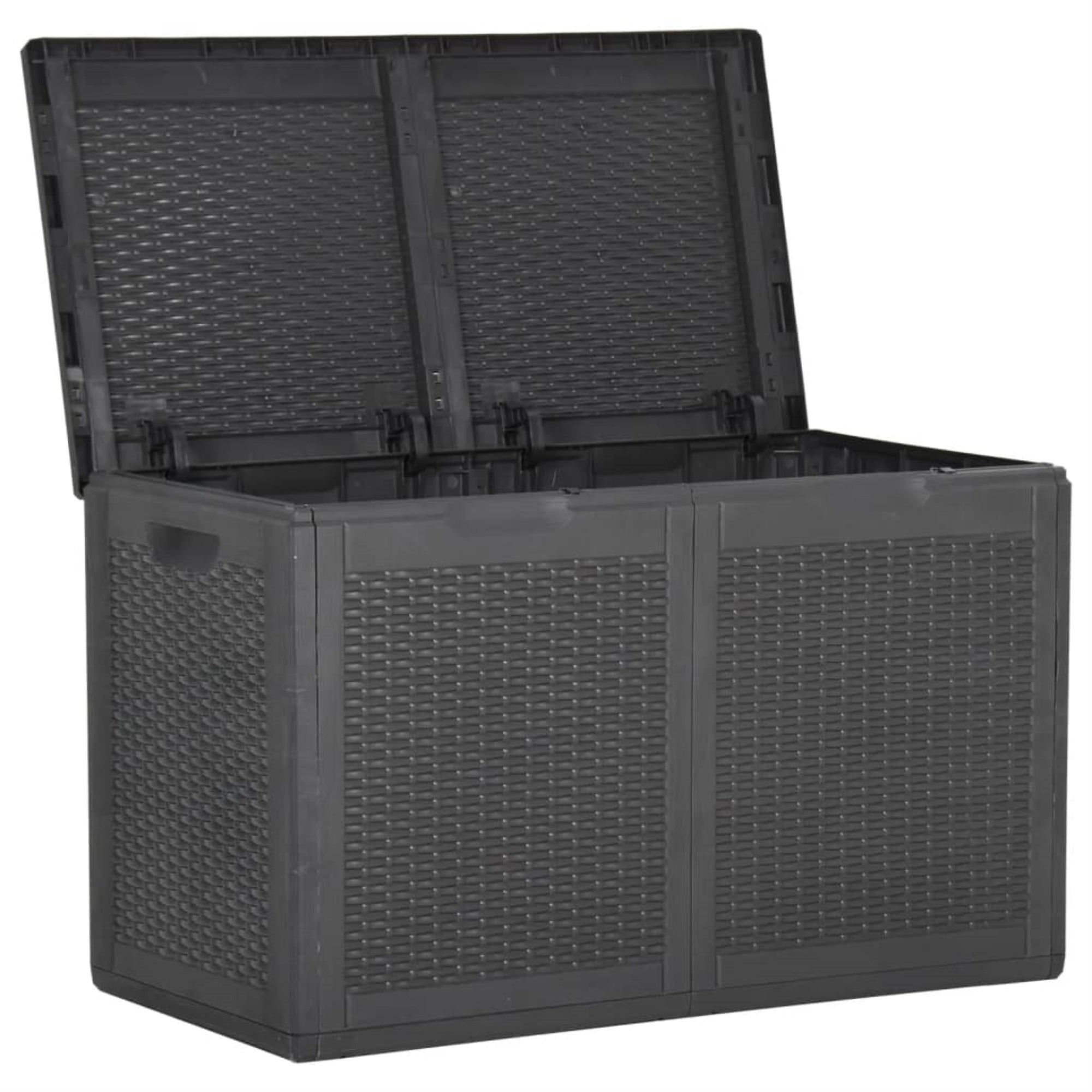 Vidaxl Patio Storage Box 47.6 Gal Black Pp Rattan