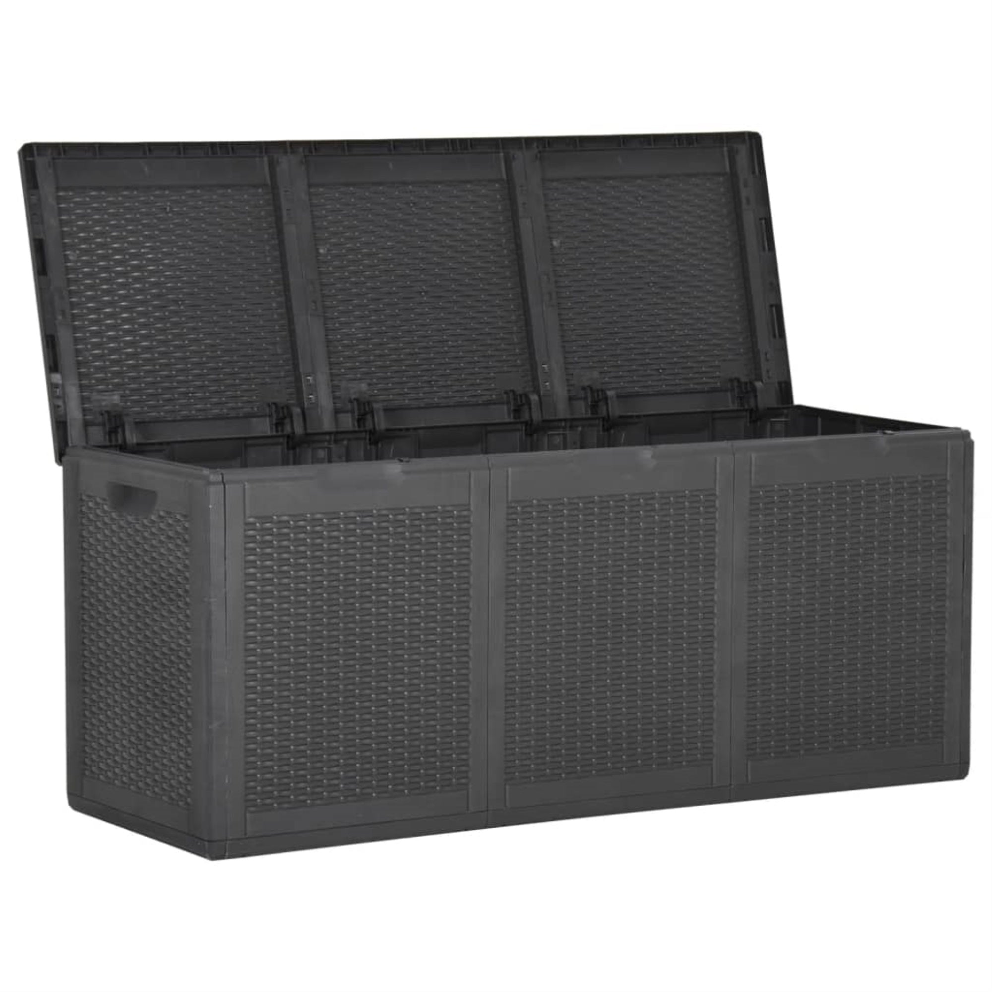 Vidaxl Patio Storage Box 71.3 Gal Black Pp Rattan