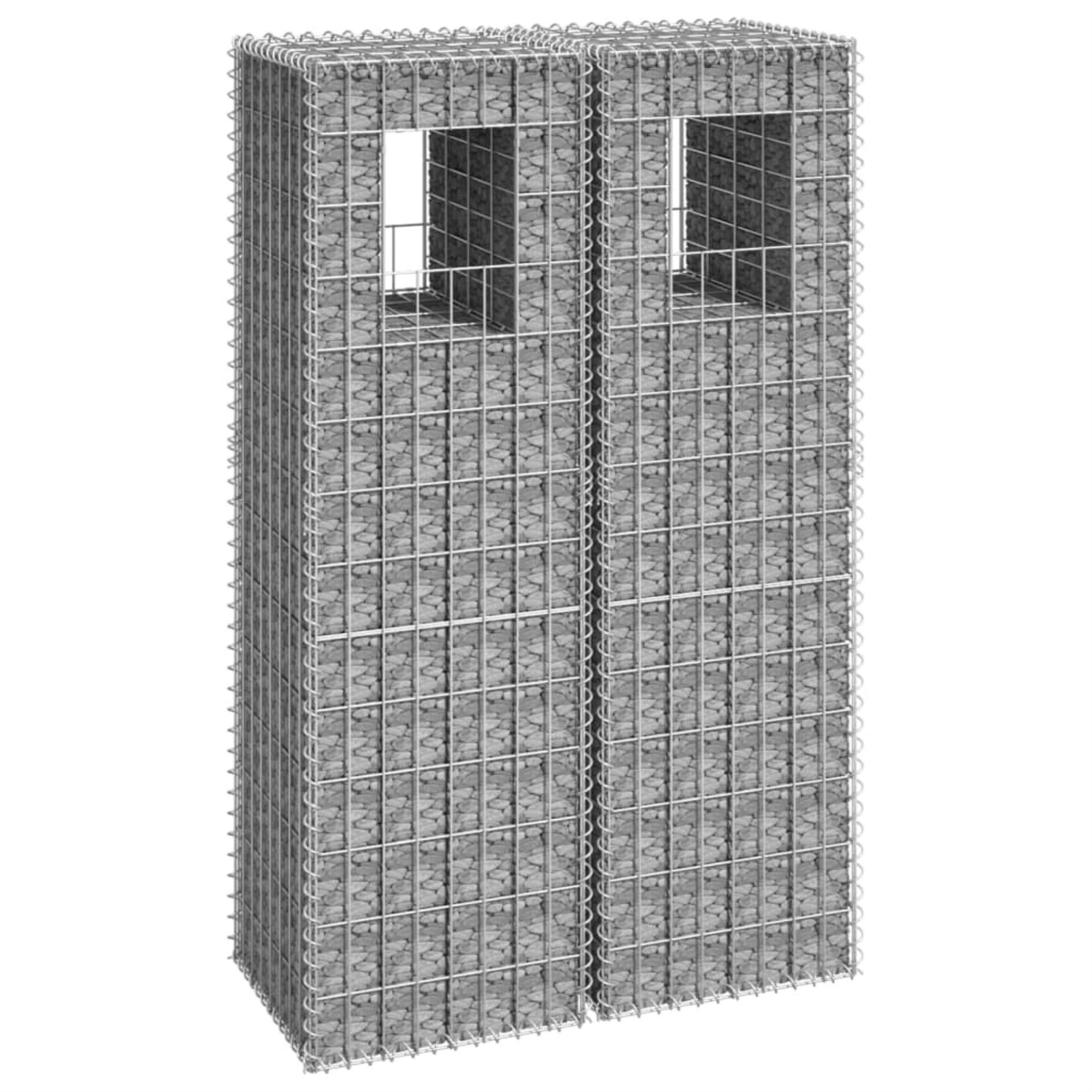 Vidaxl Gabion Basket Posts 2 Pcs 15.7'X15.7'X55.1' Iron