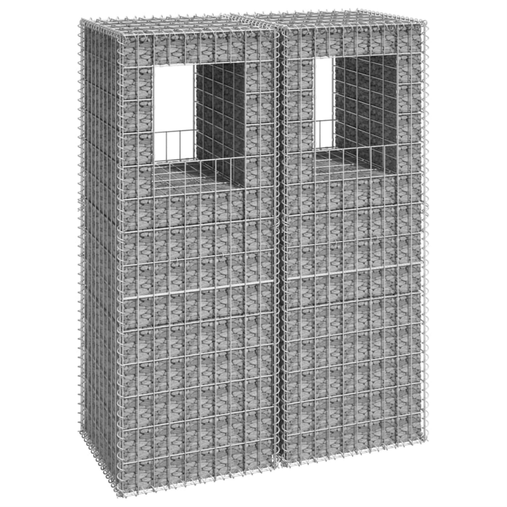 Vidaxl Gabion Basket Posts 2 Pcs 19.7'X19.7'X55.1' Iron